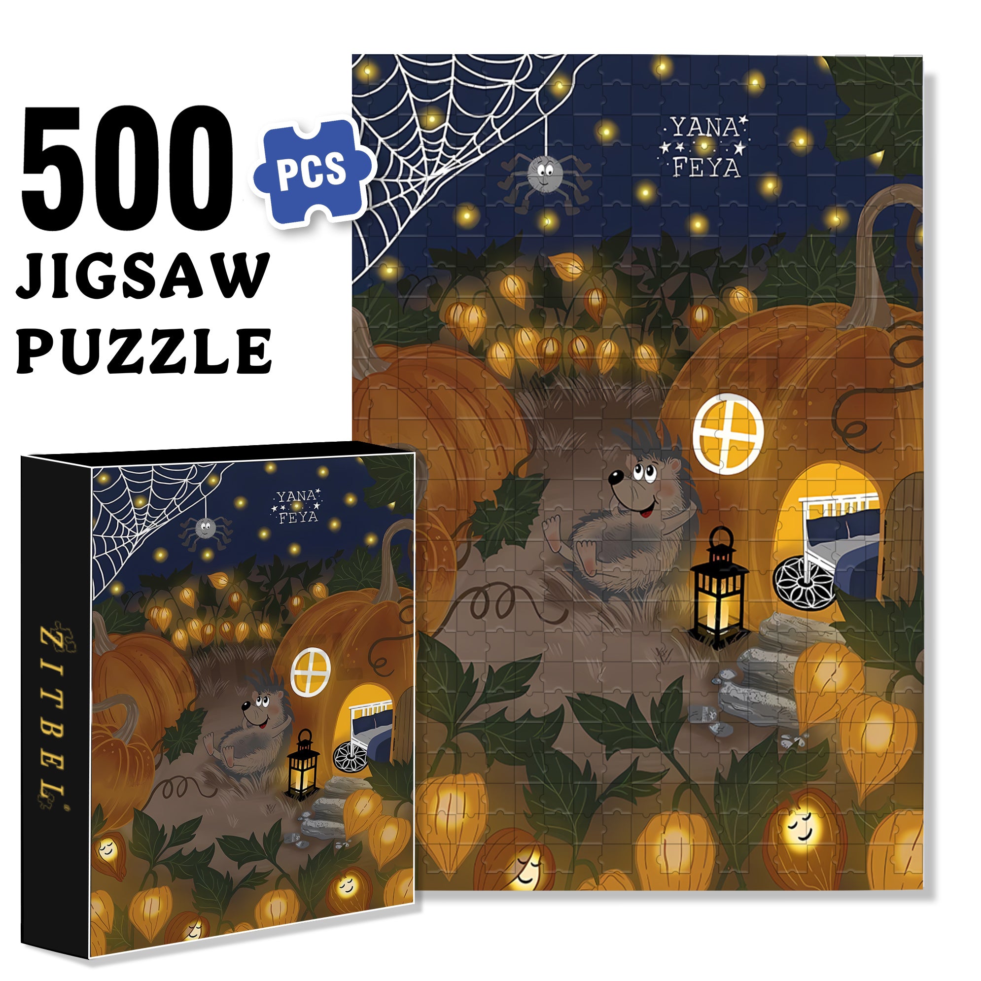 Mr. Hedgehog 500pcs/1000pcs Jigsaw Puzzle, Scratch-Resistant, Interactive Family Game & Brain-Boosting DIY Decor, Perfect for Halloween, Christmas & New Year Gifts, Family Puzzle Game