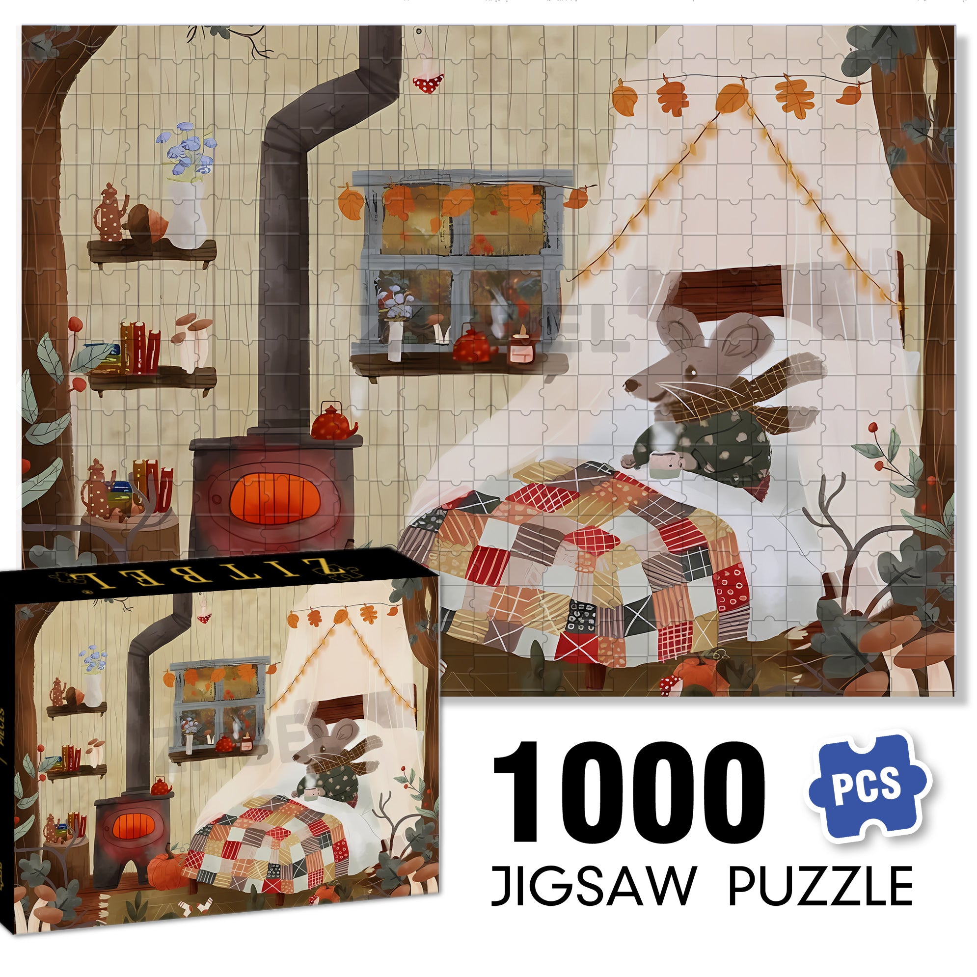 Mr. Mouse 500pcs/1000pcs Jigsaw Puzzle, Scratch-Resistant, Interactive Family Game & Brain-Boosting DIY Decor, Perfect for Halloween, Christmas & New Year Gifts, Family Puzzle Game