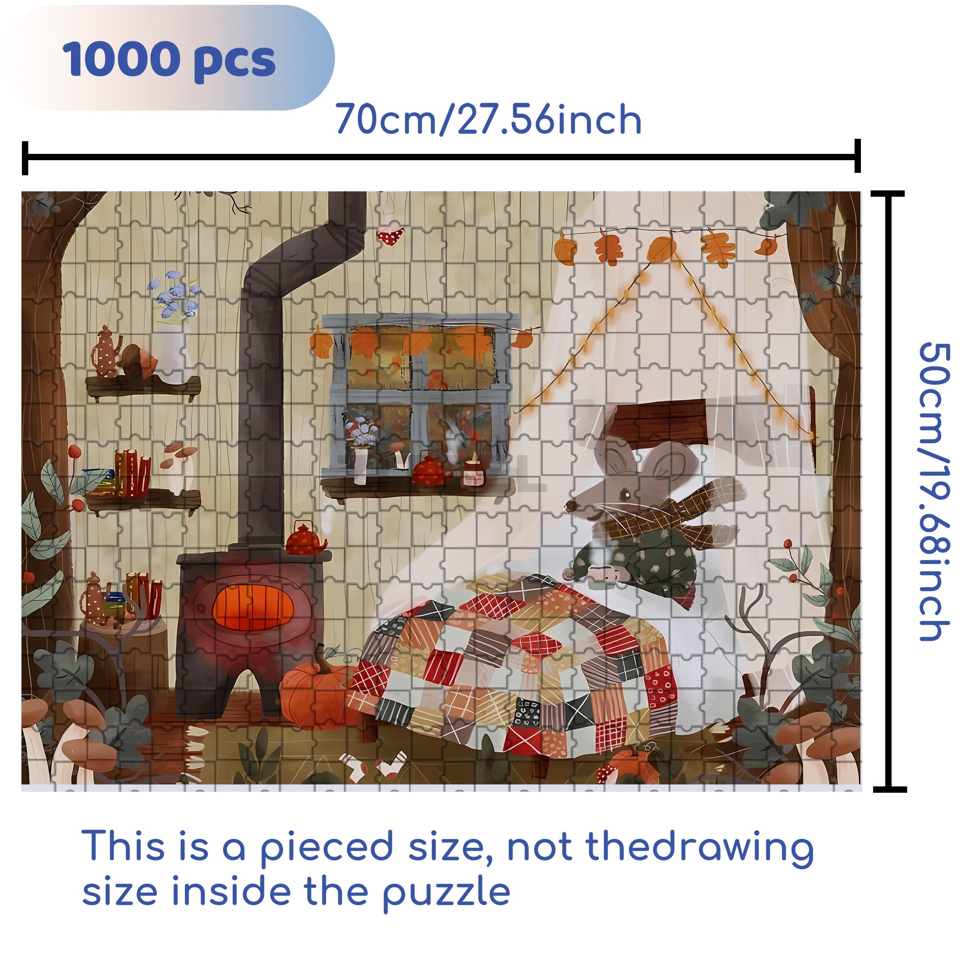 Mr. Mouse 500pcs/1000pcs Jigsaw Puzzle, Scratch-Resistant, Interactive Family Game & Brain-Boosting DIY Decor, Perfect for Halloween, Christmas & New Year Gifts, Family Puzzle Game