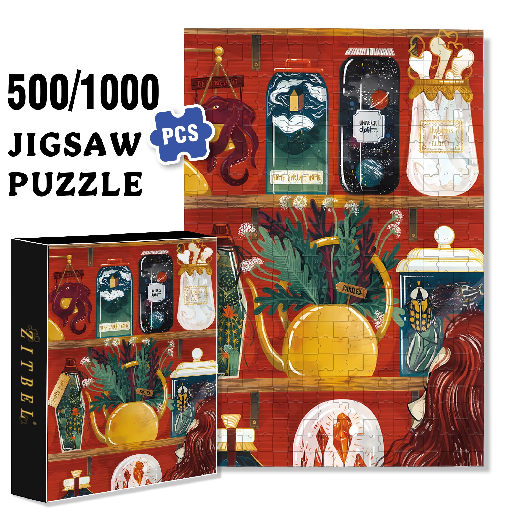 Observer 500pcs/1000pcs Jigsaw Puzzle, Scratch-Resistant, Interactive Family Game & Brain-Boosting DIY Decor, Perfect for Halloween, Christmas & New Year Gifts, Family Puzzle Game