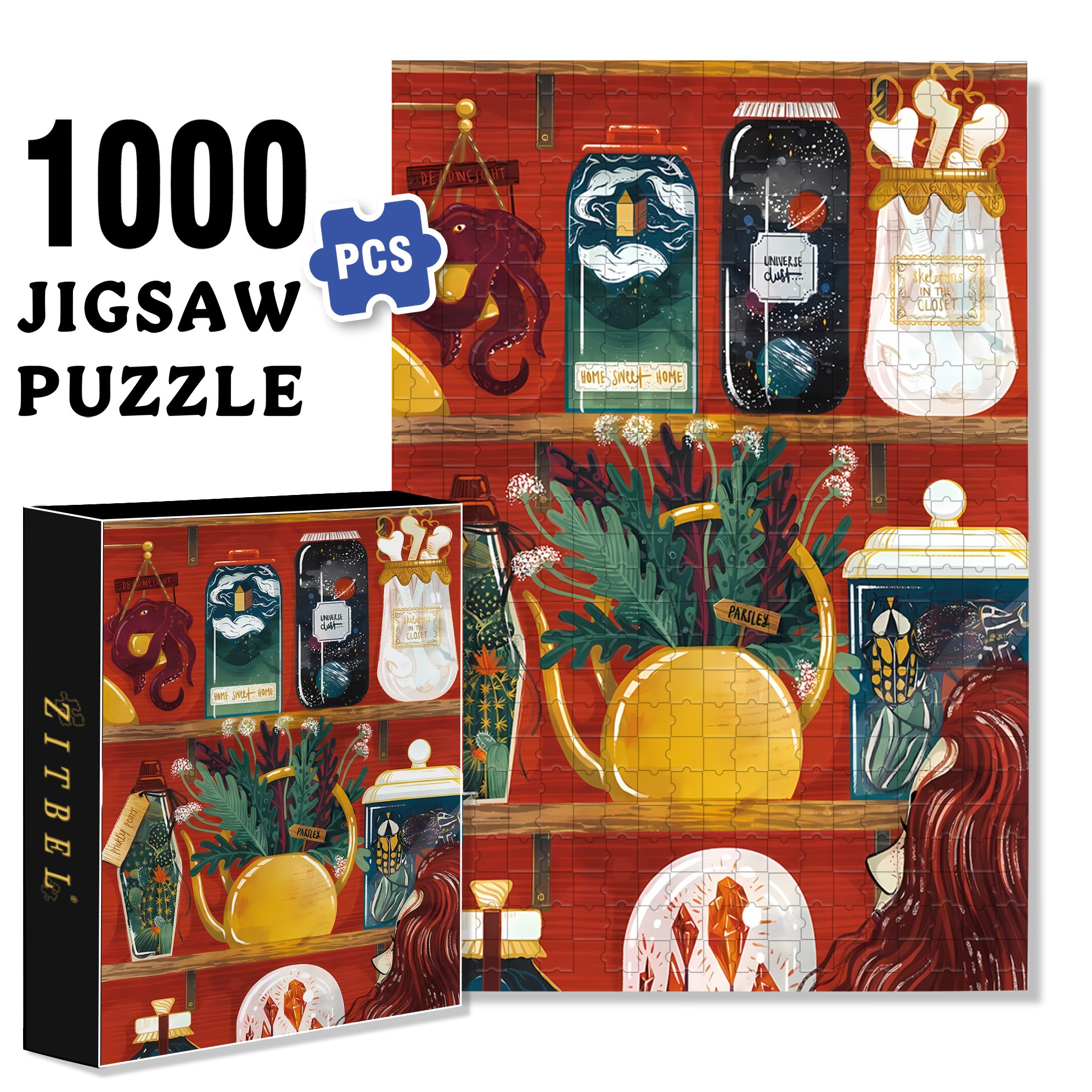 Observer 500pcs/1000pcs Jigsaw Puzzle, Scratch-Resistant, Interactive Family Game & Brain-Boosting DIY Decor, Perfect for Halloween, Christmas & New Year Gifts, Family Puzzle Game