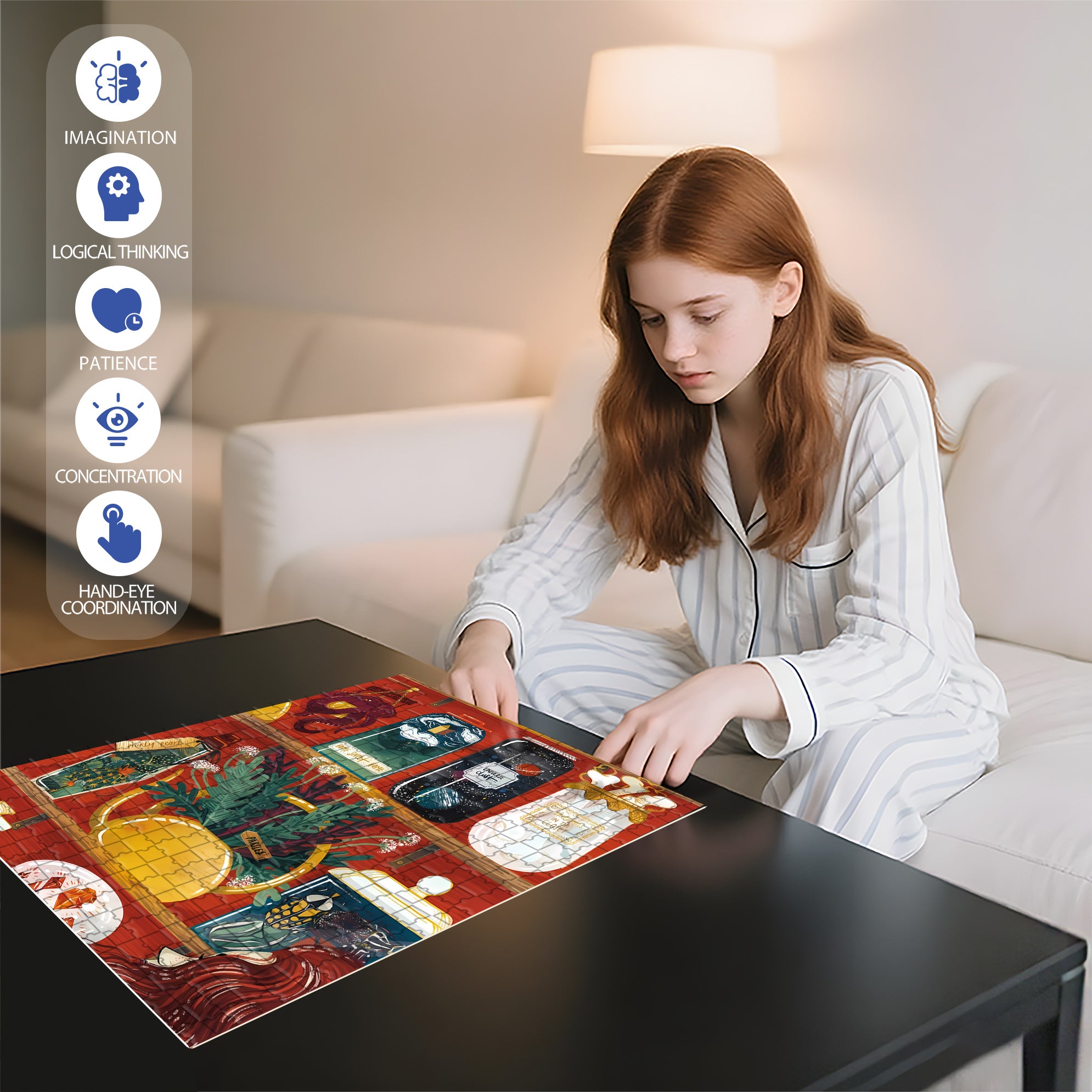 Observer 500pcs/1000pcs Jigsaw Puzzle, Scratch-Resistant, Interactive Family Game & Brain-Boosting DIY Decor, Perfect for Halloween, Christmas & New Year Gifts, Family Puzzle Game