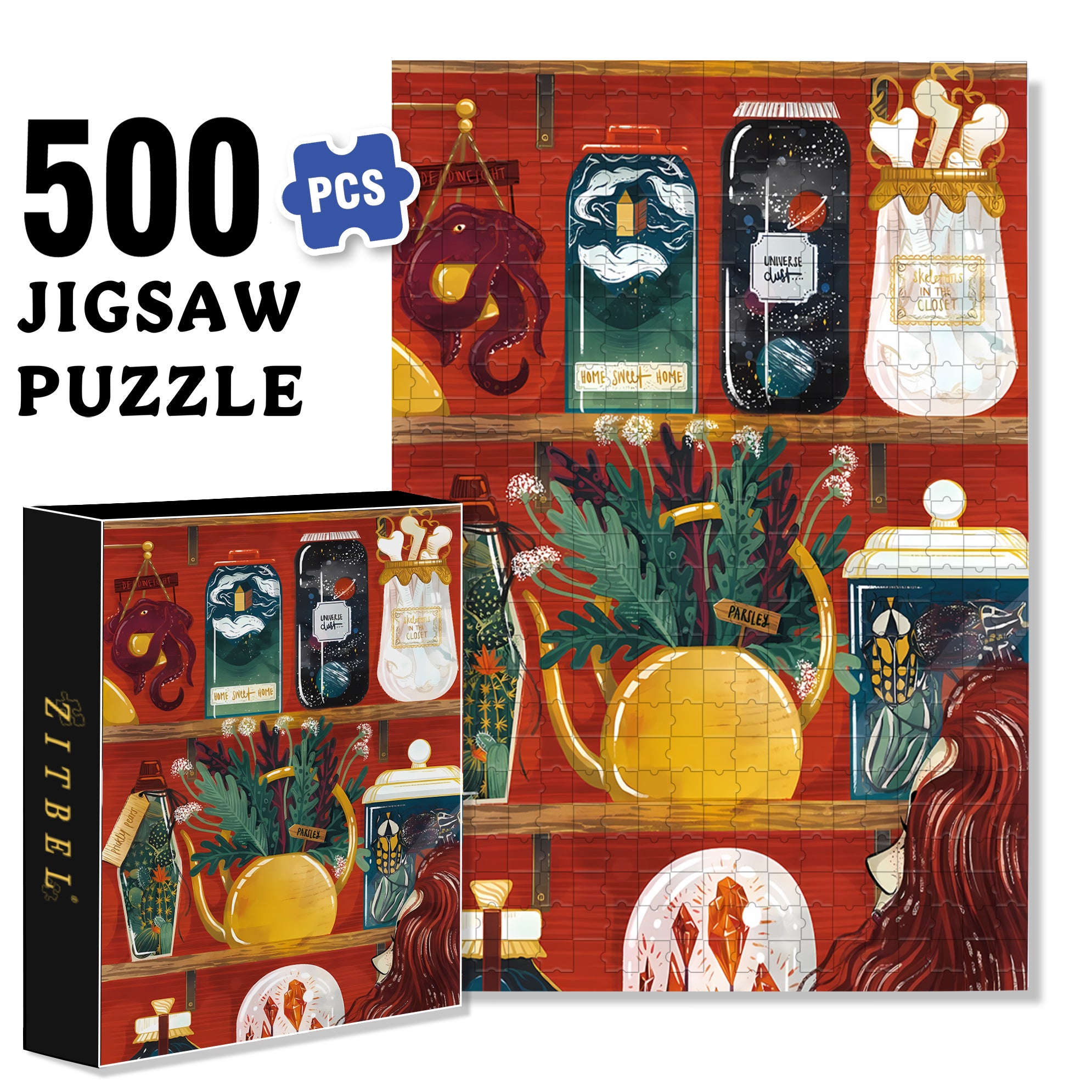 Observer 500pcs/1000pcs Jigsaw Puzzle, Scratch-Resistant, Interactive Family Game & Brain-Boosting DIY Decor, Perfect for Halloween, Christmas & New Year Gifts, Family Puzzle Game