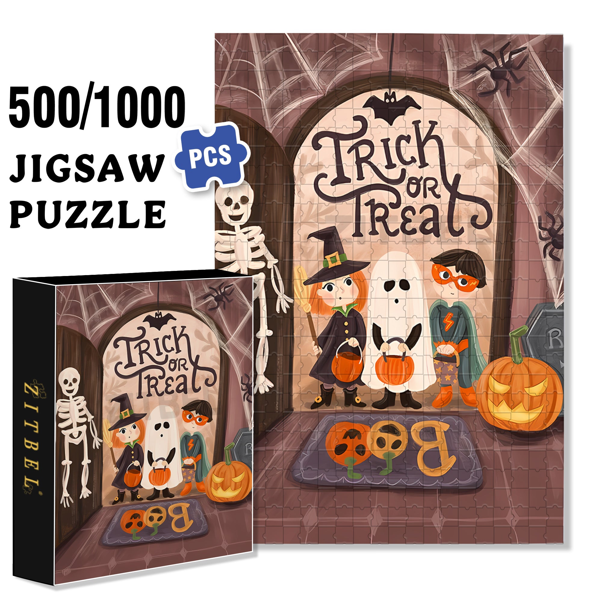 Olivia Gibbs 500pcs/1000pcs Jigsaw Puzzle, Scratch-Resistant, Interactive Family Game & Brain-Boosting DIY Decor, Perfect for Halloween, Christmas & New Year Gifts, Family Puzzle Game