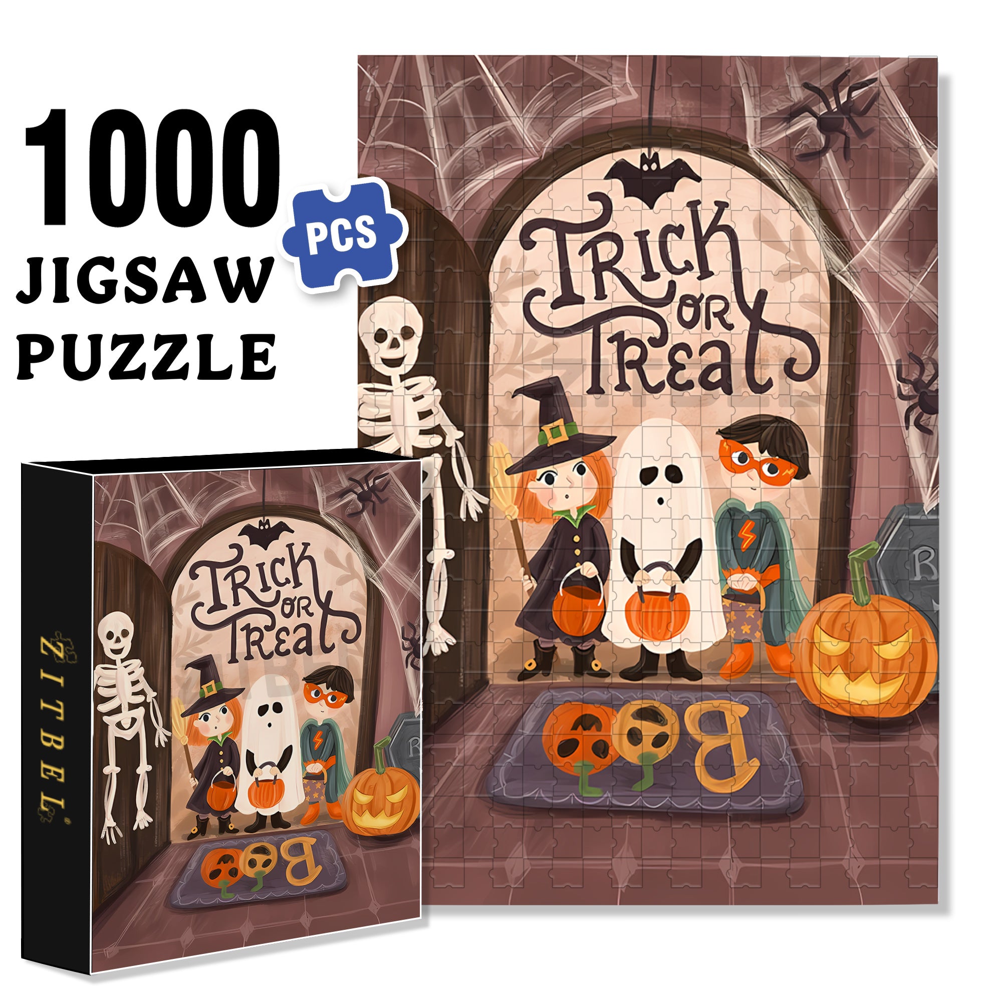 Olivia Gibbs 500pcs/1000pcs Jigsaw Puzzle, Scratch-Resistant, Interactive Family Game & Brain-Boosting DIY Decor, Perfect for Halloween, Christmas & New Year Gifts, Family Puzzle Game