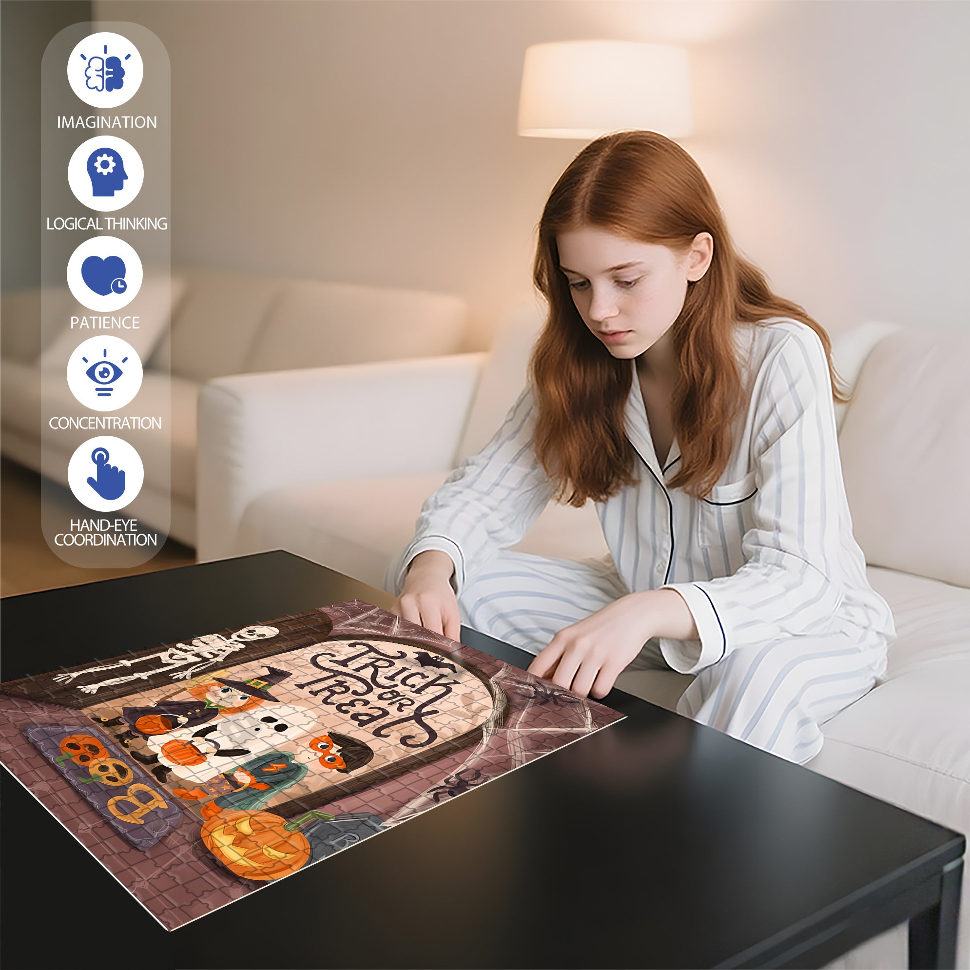 Olivia Gibbs 500pcs/1000pcs Jigsaw Puzzle, Scratch-Resistant, Interactive Family Game & Brain-Boosting DIY Decor, Perfect for Halloween, Christmas & New Year Gifts, Family Puzzle Game