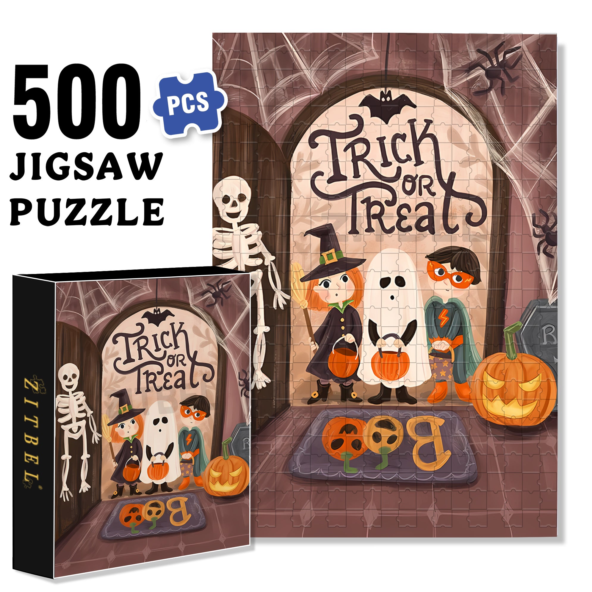Olivia Gibbs 500pcs/1000pcs Jigsaw Puzzle, Scratch-Resistant, Interactive Family Game & Brain-Boosting DIY Decor, Perfect for Halloween, Christmas & New Year Gifts, Family Puzzle Game