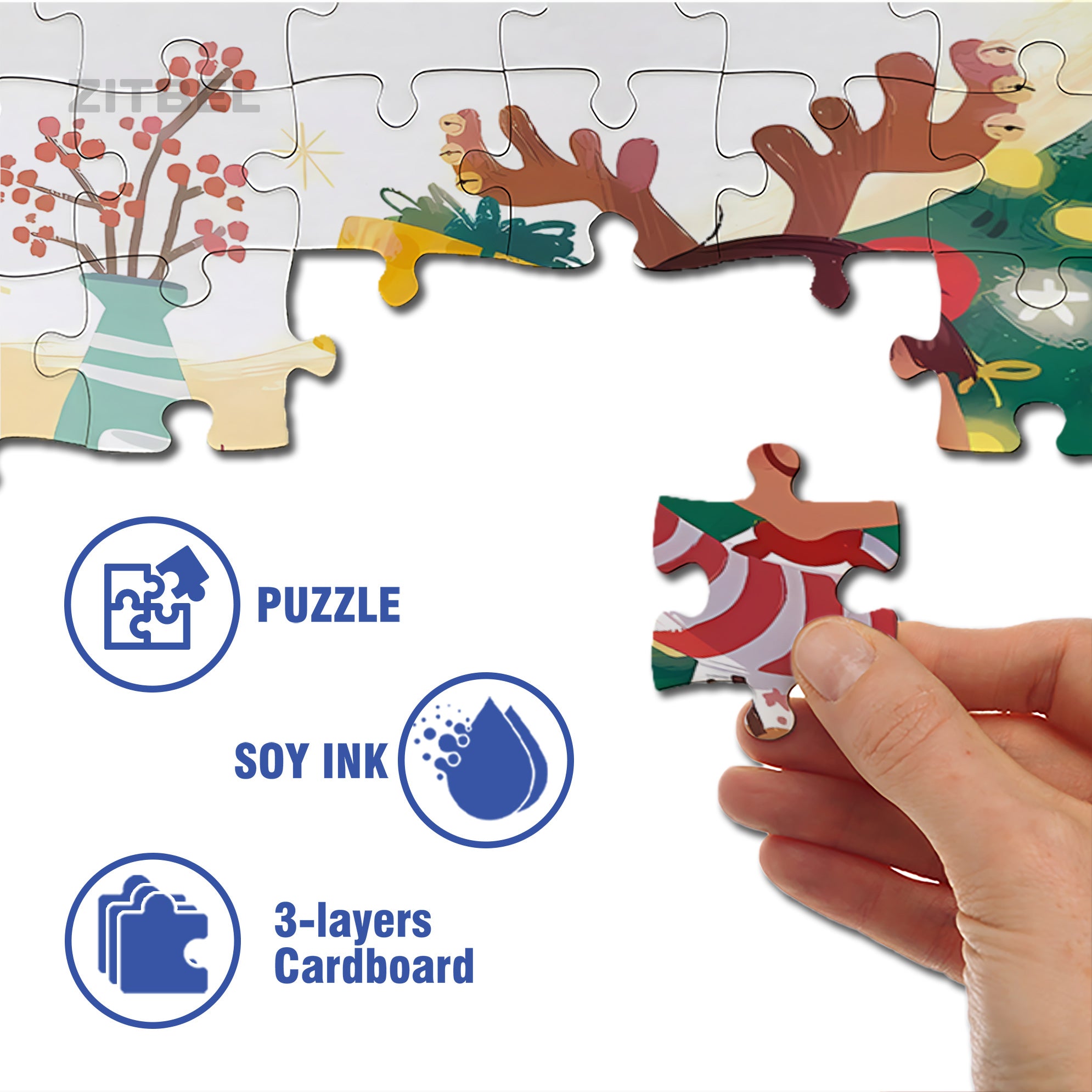 Open A Gift 500pcs/1000pcs Jigsaw Puzzle, Scratch-Resistant, Interactive Family Game & Brain-Boosting DIY Decor, Perfect for Halloween, Christmas & New Year Gifts, Family Puzzle Game