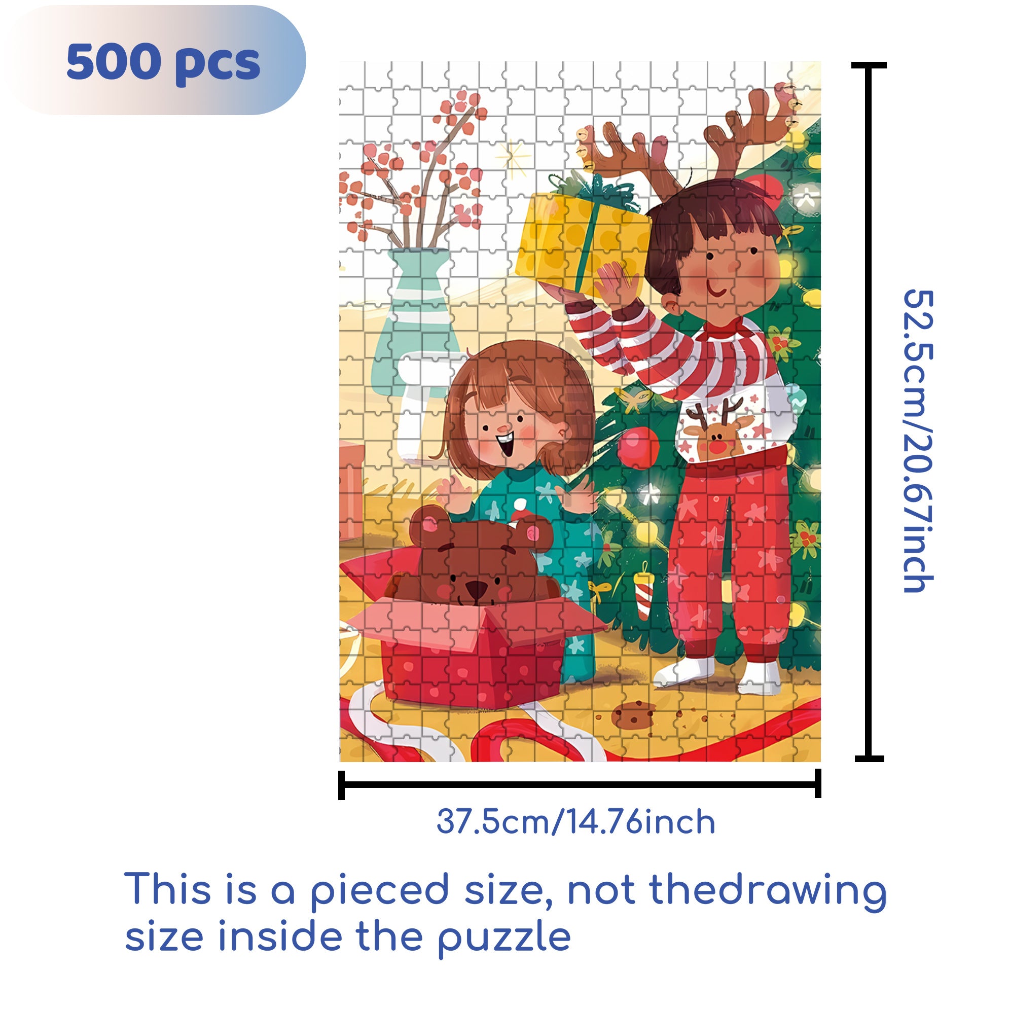 Open A Gift 500pcs/1000pcs Jigsaw Puzzle, Scratch-Resistant, Interactive Family Game & Brain-Boosting DIY Decor, Perfect for Halloween, Christmas & New Year Gifts, Family Puzzle Game