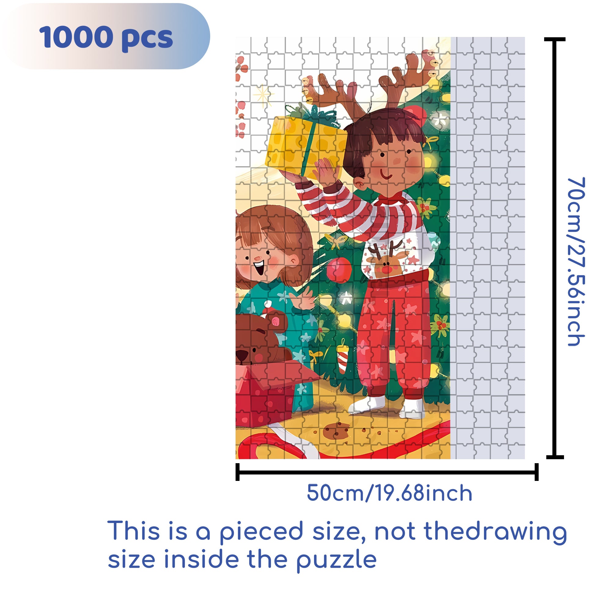 Open A Gift 500pcs/1000pcs Jigsaw Puzzle, Scratch-Resistant, Interactive Family Game & Brain-Boosting DIY Decor, Perfect for Halloween, Christmas & New Year Gifts, Family Puzzle Game