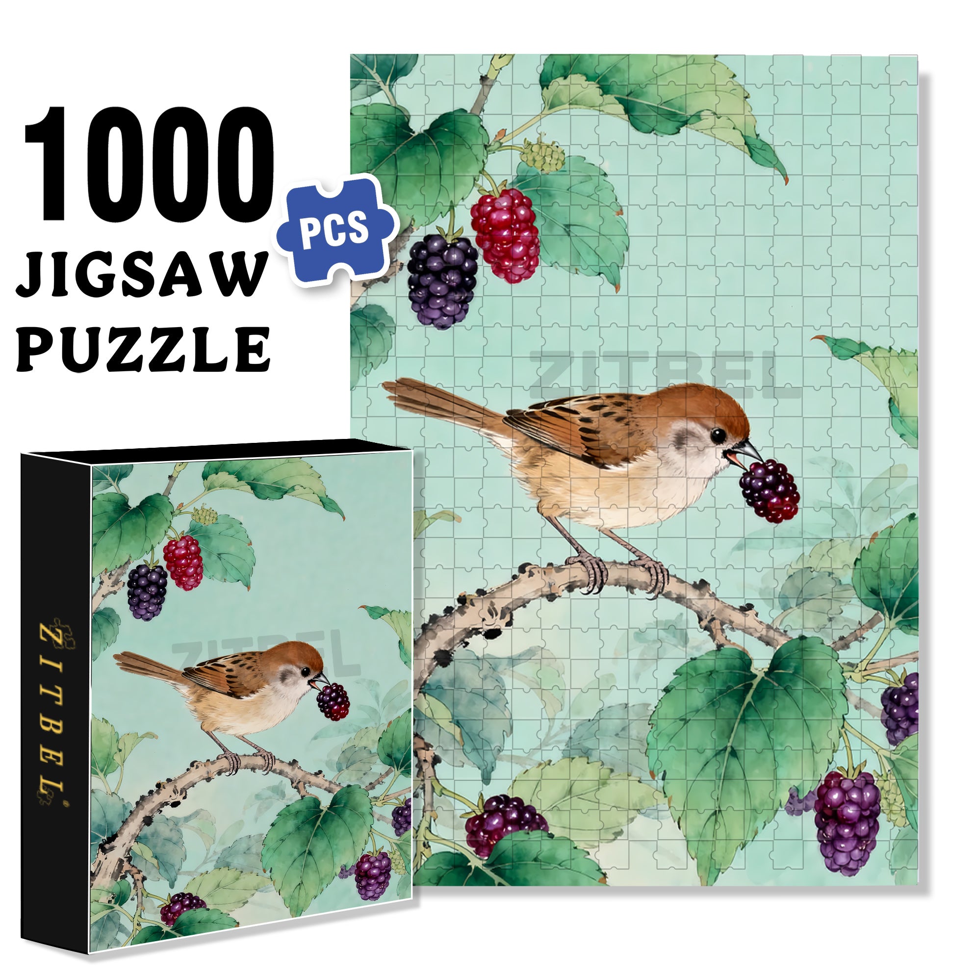 Paradoxornis Webbianus 500pcs/1000pcs Jigsaw Puzzle, Scratch-Resistant, Interactive Family Game & Brain-Boosting DIY Decor, Perfect for Halloween, Christmas & New Year Gifts, Family Puzzle Game