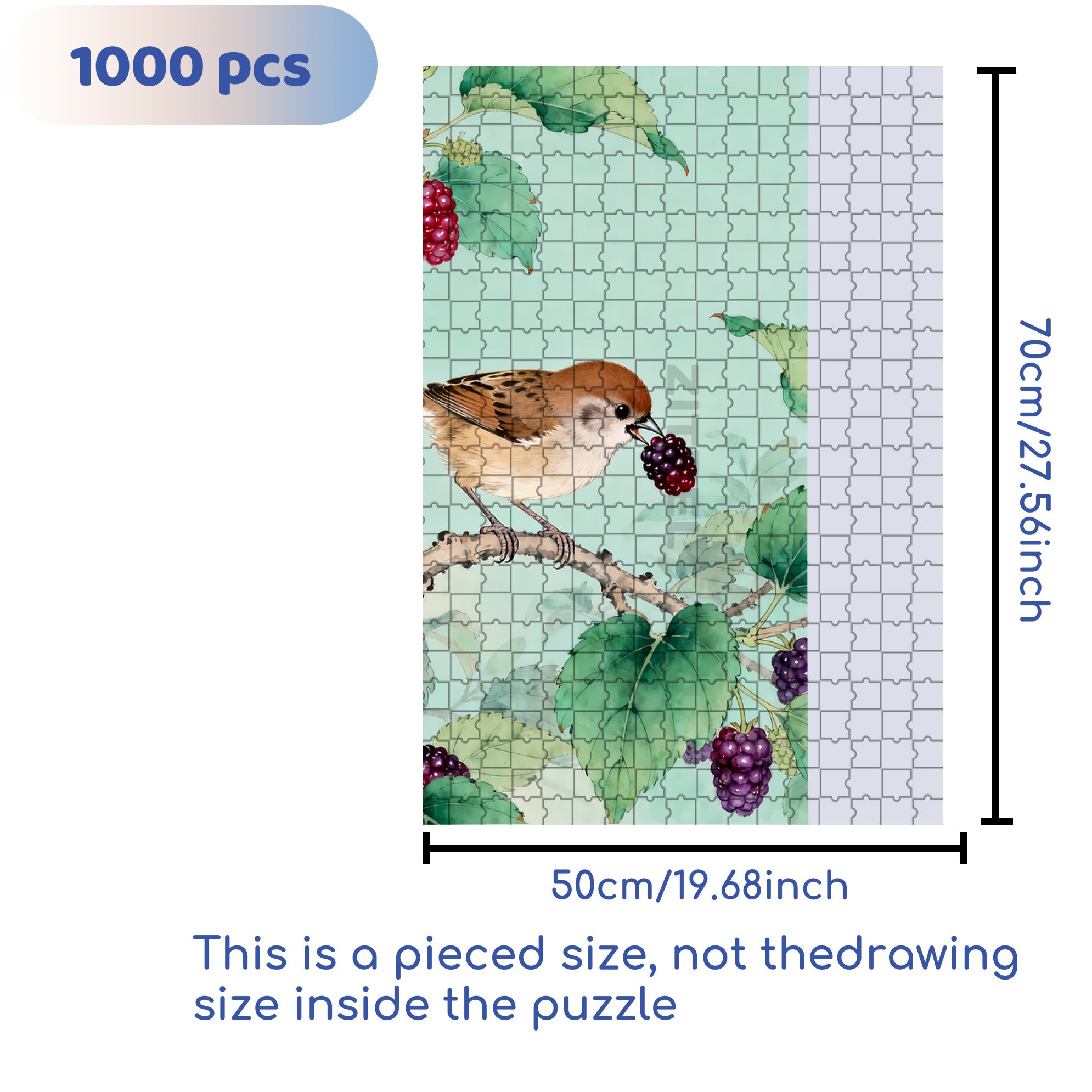 Paradoxornis Webbianus 500pcs/1000pcs Jigsaw Puzzle, Scratch-Resistant, Interactive Family Game & Brain-Boosting DIY Decor, Perfect for Halloween, Christmas & New Year Gifts, Family Puzzle Game