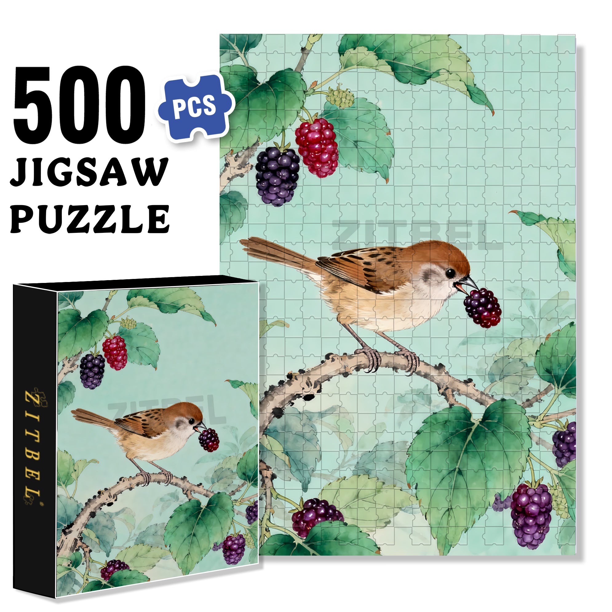 Paradoxornis Webbianus 500pcs/1000pcs Jigsaw Puzzle, Scratch-Resistant, Interactive Family Game & Brain-Boosting DIY Decor, Perfect for Halloween, Christmas & New Year Gifts, Family Puzzle Game