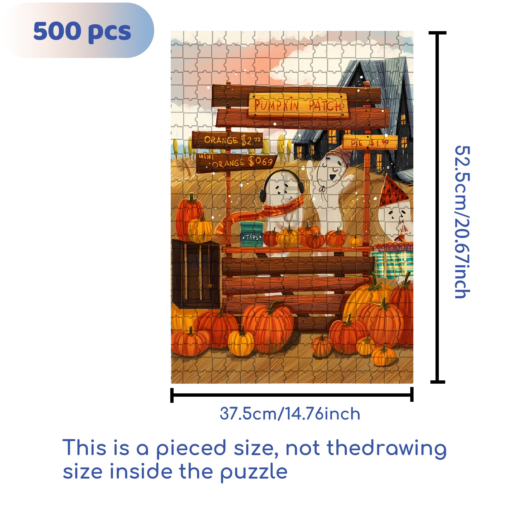 Pumpkin Patch 500pcs/1000pcs Jigsaw Puzzle, Scratch-Resistant, Interactive Family Game & Brain-Boosting DIY Decor, Perfect for Halloween, Christmas & New Year Gifts, Family Puzzle Game