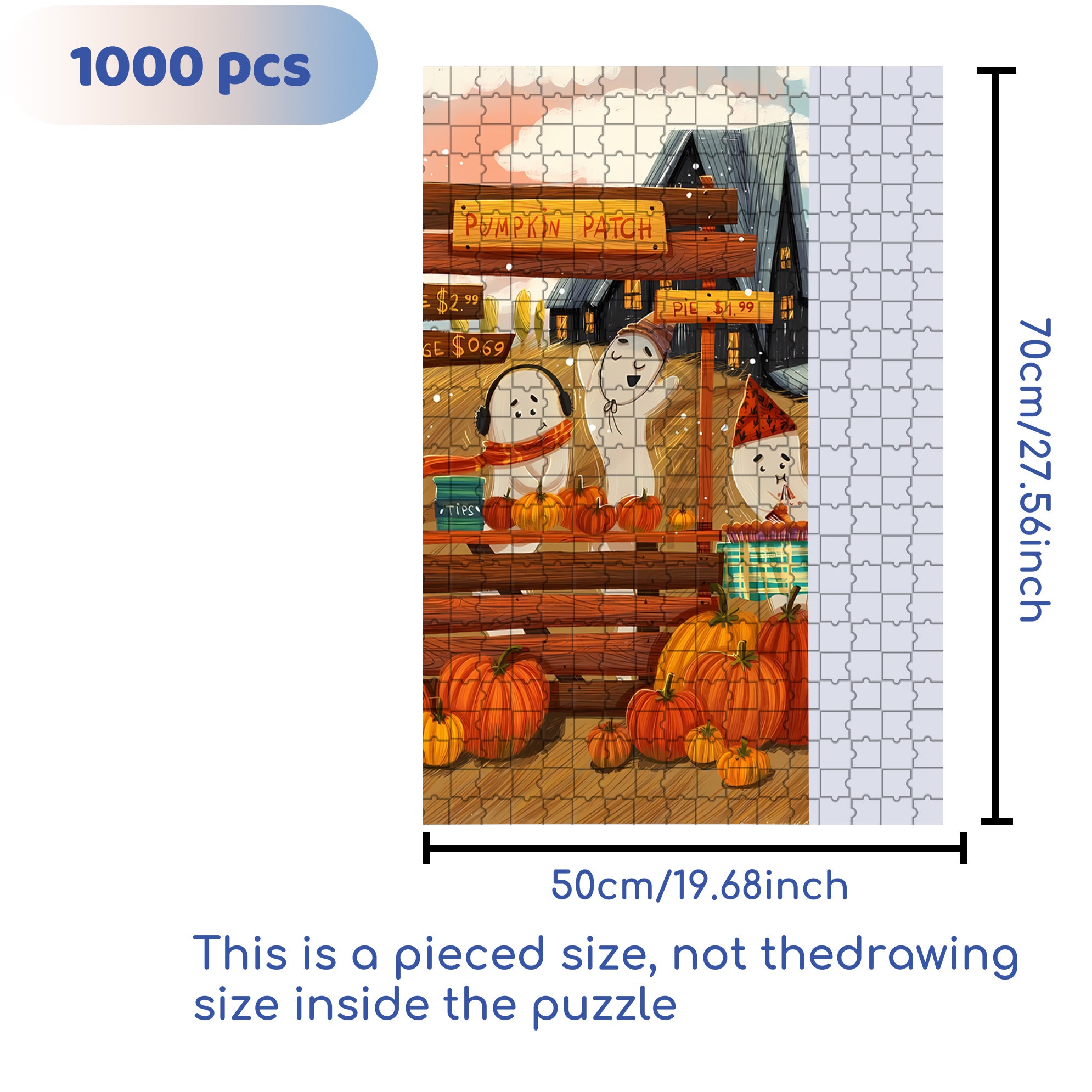 Pumpkin Patch 500pcs/1000pcs Jigsaw Puzzle, Scratch-Resistant, Interactive Family Game & Brain-Boosting DIY Decor, Perfect for Halloween, Christmas & New Year Gifts, Family Puzzle Game