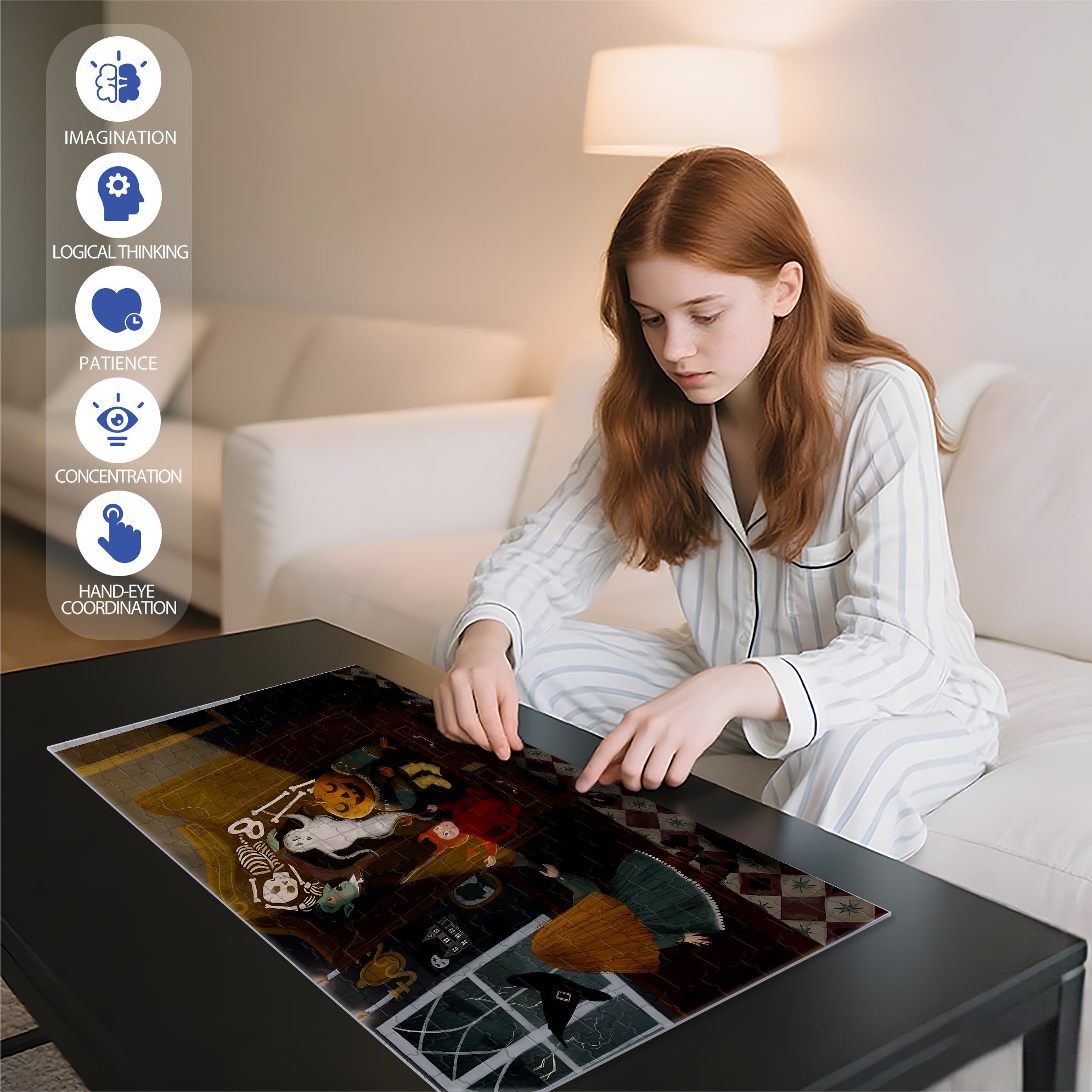 Scare 500pcs/1000pcs Jigsaw Puzzle, Scratch-Resistant, Interactive Family Game & Brain-Boosting DIY Decor, Perfect for Halloween, Christmas & New Year Gifts, Family Puzzle Game