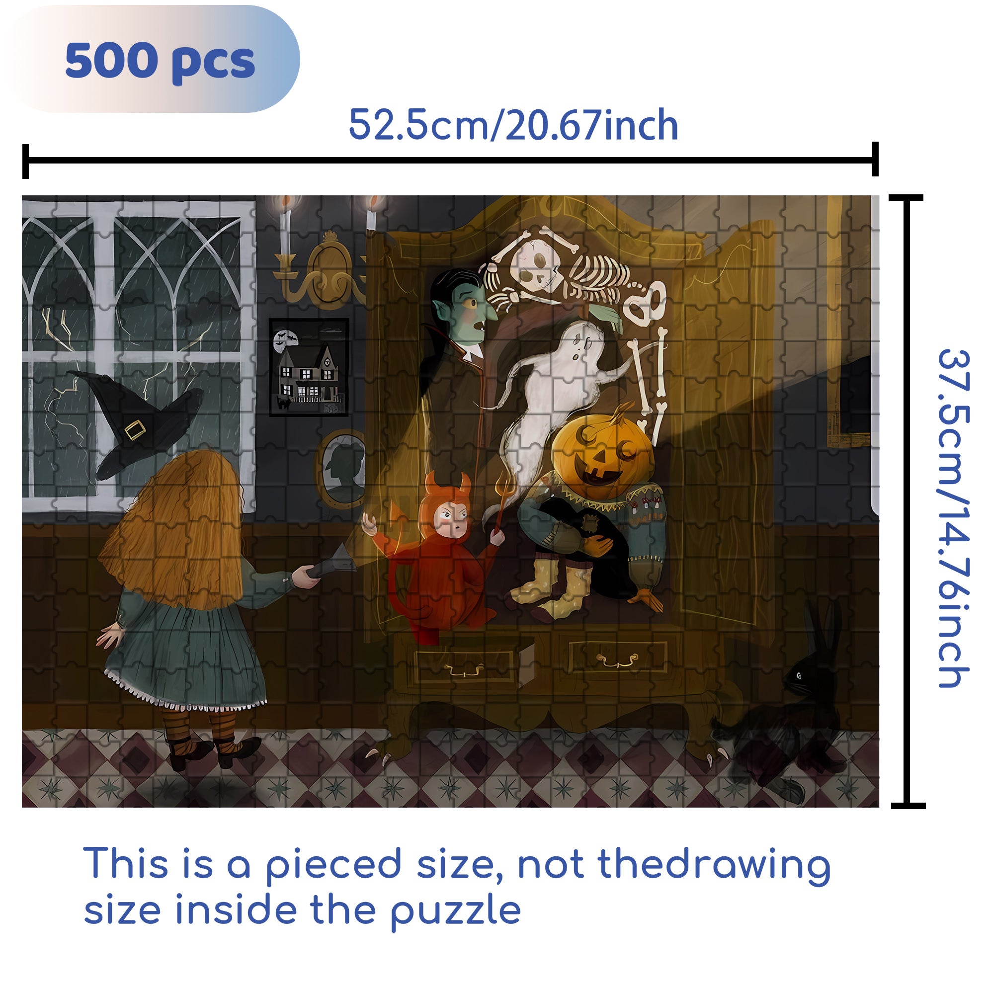 Scare 500pcs/1000pcs Jigsaw Puzzle, Scratch-Resistant, Interactive Family Game & Brain-Boosting DIY Decor, Perfect for Halloween, Christmas & New Year Gifts, Family Puzzle Game