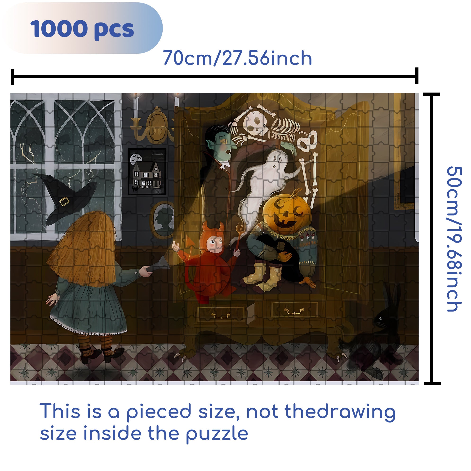 Scare 500pcs/1000pcs Jigsaw Puzzle, Scratch-Resistant, Interactive Family Game & Brain-Boosting DIY Decor, Perfect for Halloween, Christmas & New Year Gifts, Family Puzzle Game