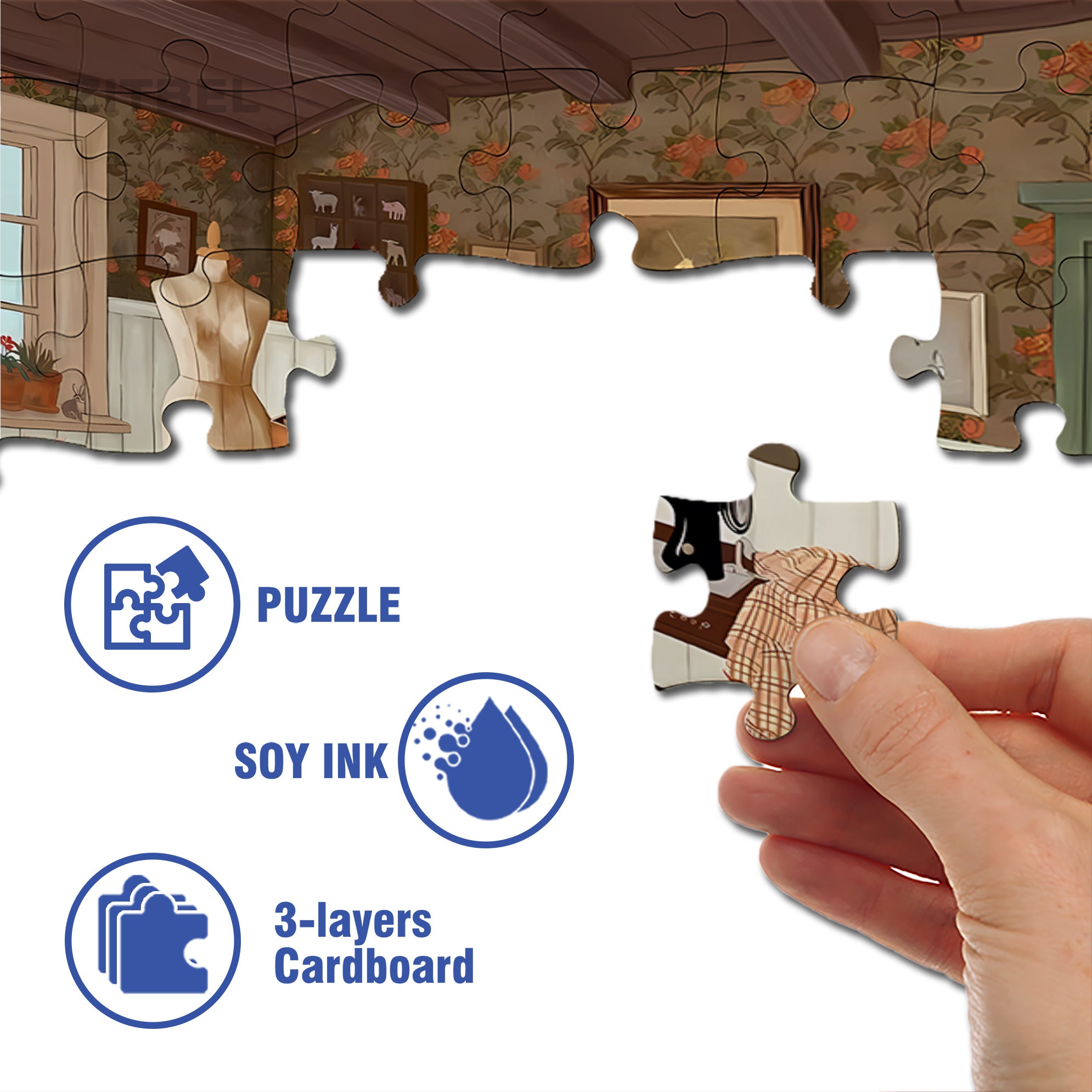 Sewing 500pcs/1000pcs Jigsaw Puzzle, Scratch-Resistant, Interactive Family Game & Brain-Boosting DIY Decor, Perfect for Halloween, Christmas & New Year Gifts, Family Puzzle Game