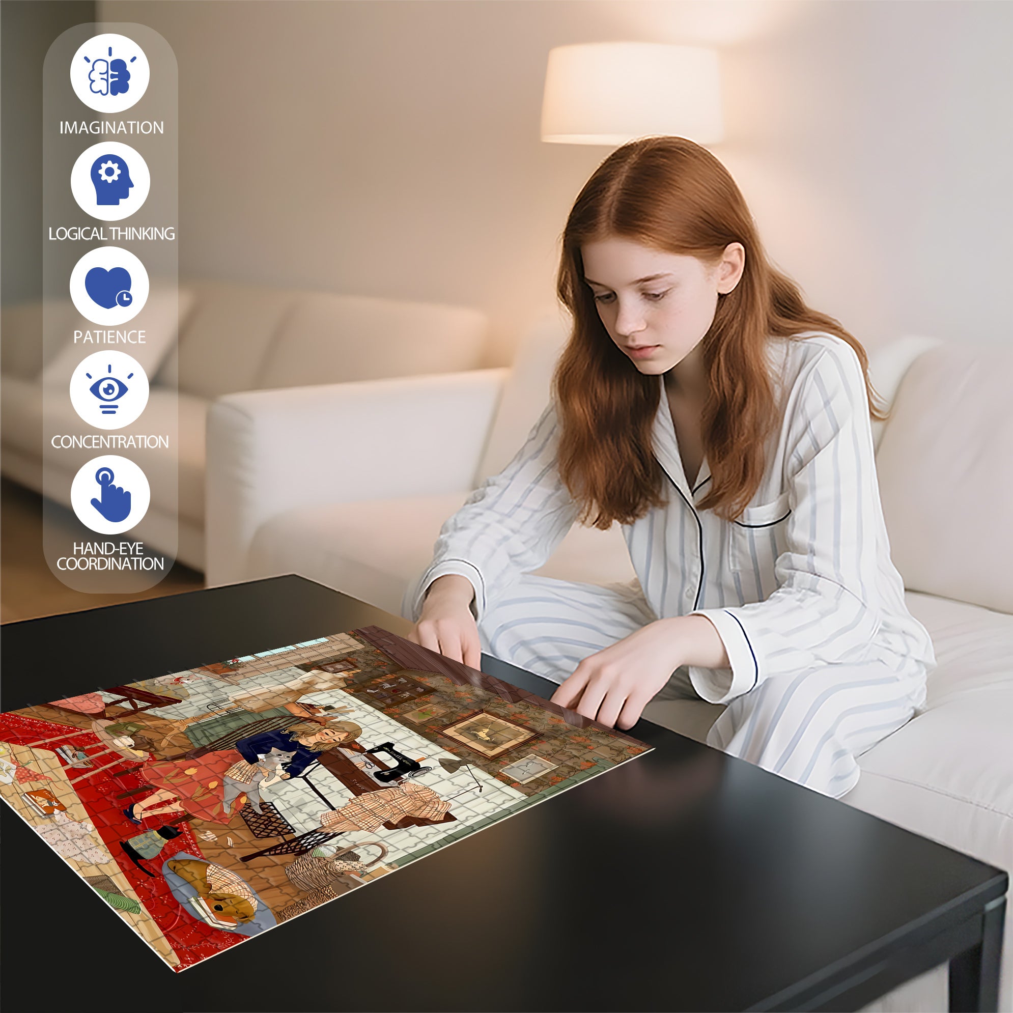 Sewing 500pcs/1000pcs Jigsaw Puzzle, Scratch-Resistant, Interactive Family Game & Brain-Boosting DIY Decor, Perfect for Halloween, Christmas & New Year Gifts, Family Puzzle Game