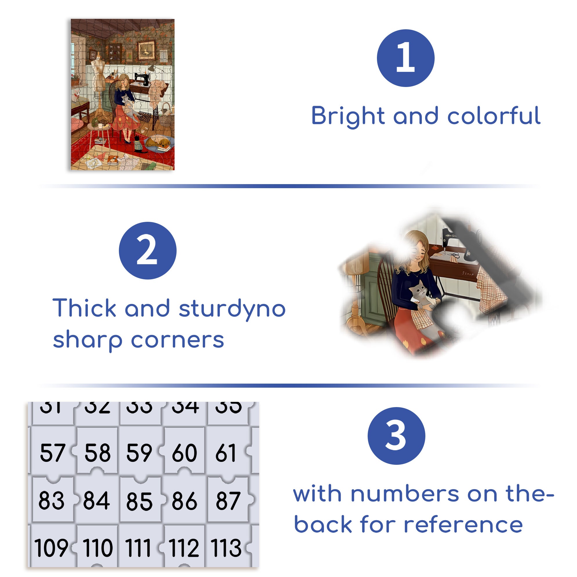 Sewing 500pcs/1000pcs Jigsaw Puzzle, Scratch-Resistant, Interactive Family Game & Brain-Boosting DIY Decor, Perfect for Halloween, Christmas & New Year Gifts, Family Puzzle Game