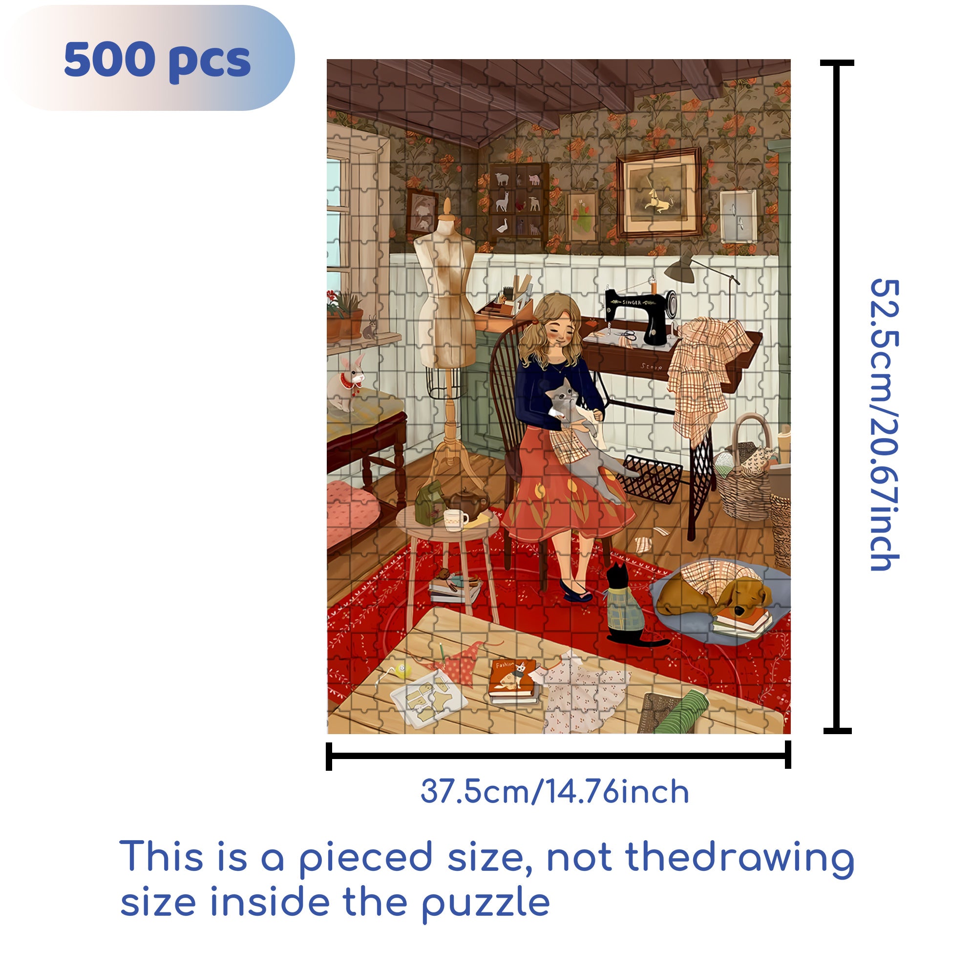 Sewing 500pcs/1000pcs Jigsaw Puzzle, Scratch-Resistant, Interactive Family Game & Brain-Boosting DIY Decor, Perfect for Halloween, Christmas & New Year Gifts, Family Puzzle Game