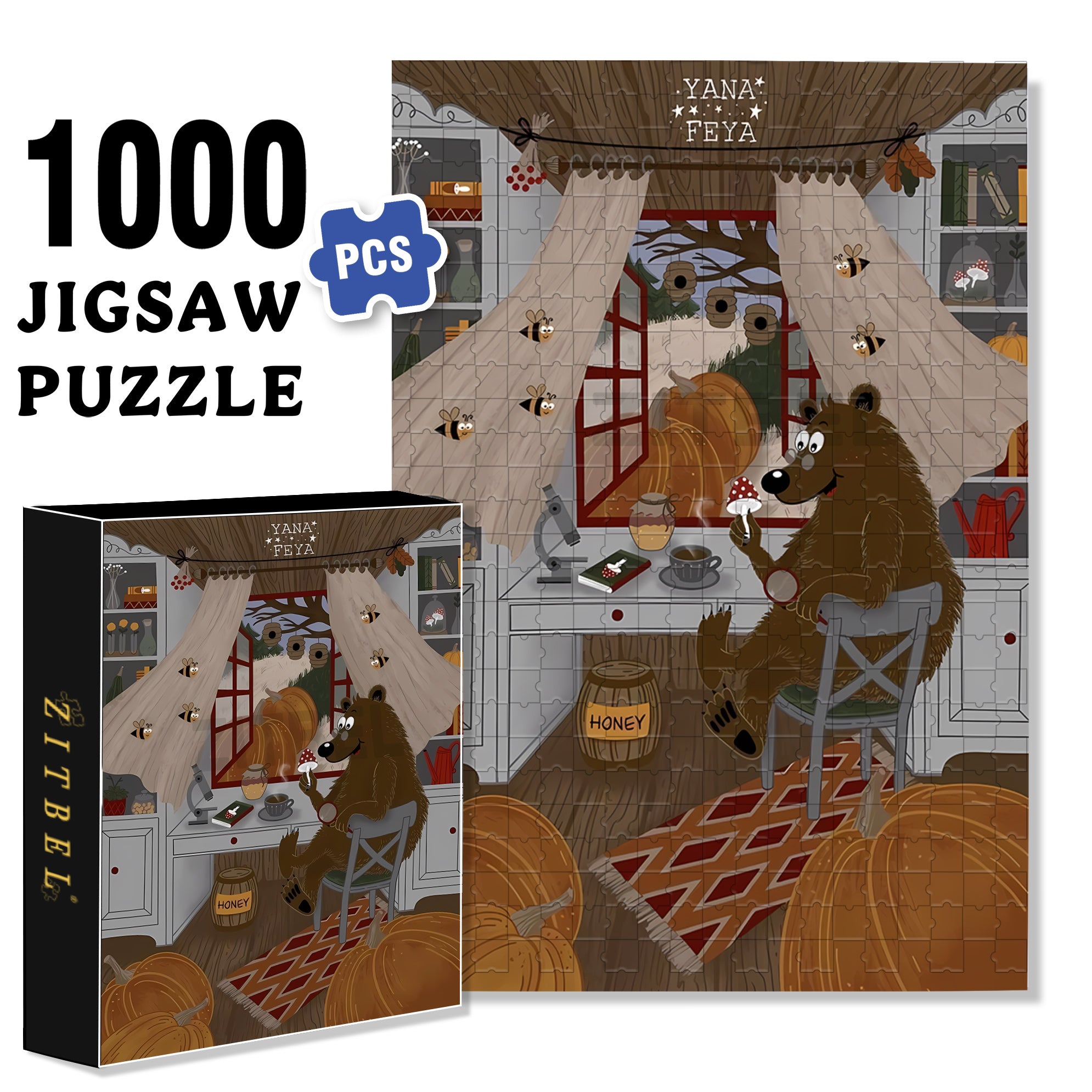 Study Mushrooms 500pcs/1000pcs Jigsaw Puzzle, Scratch-Resistant, Interactive Family Game & Brain-Boosting DIY Decor, Perfect for Halloween, Christmas & New Year Gifts, Family Puzzle Game