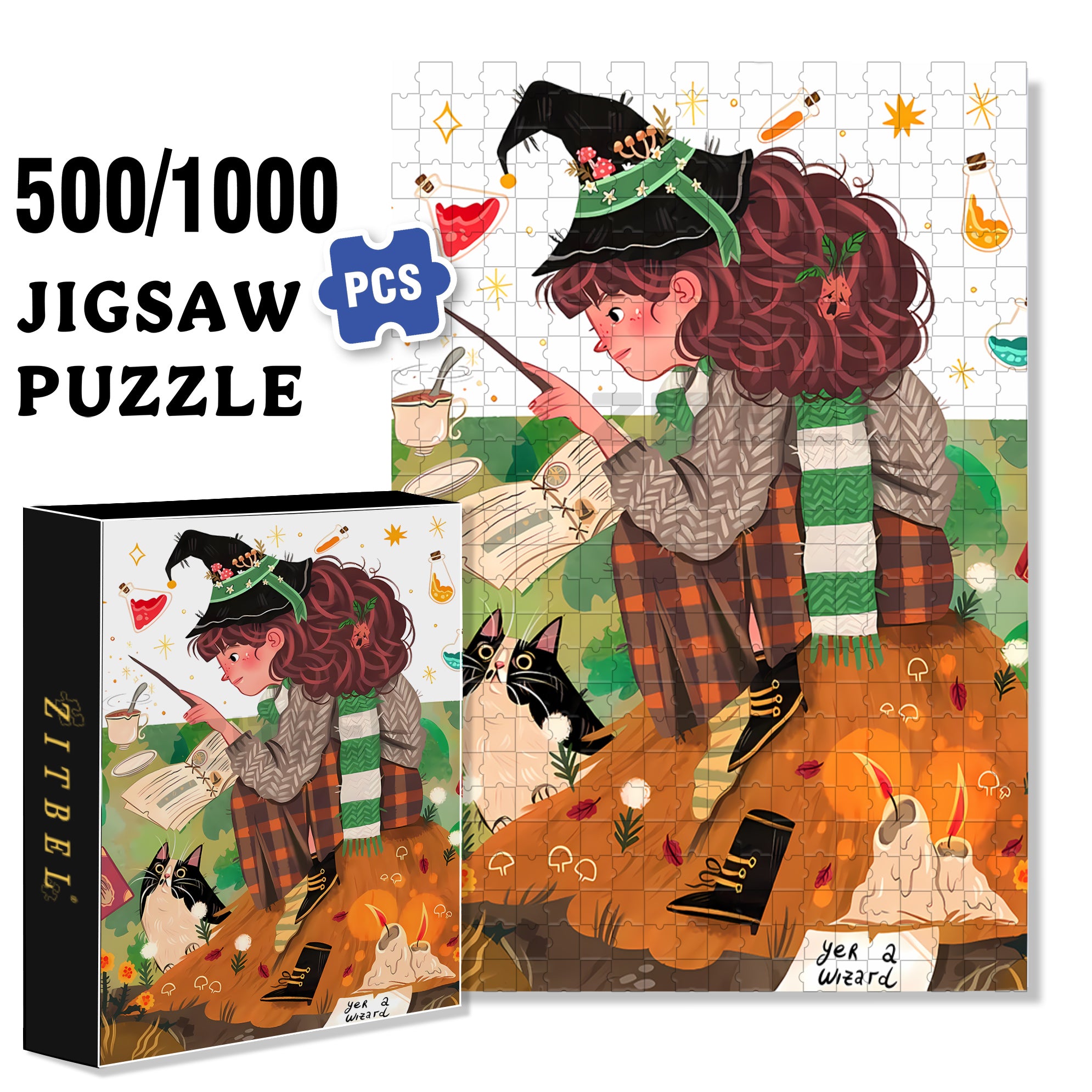 Susanna 500pcs/1000pcs Jigsaw Puzzle, Scratch-Resistant, Interactive Family Game & Brain-Boosting DIY Decor, Perfect for Halloween, Christmas & New Year Gifts, Family Puzzle Game