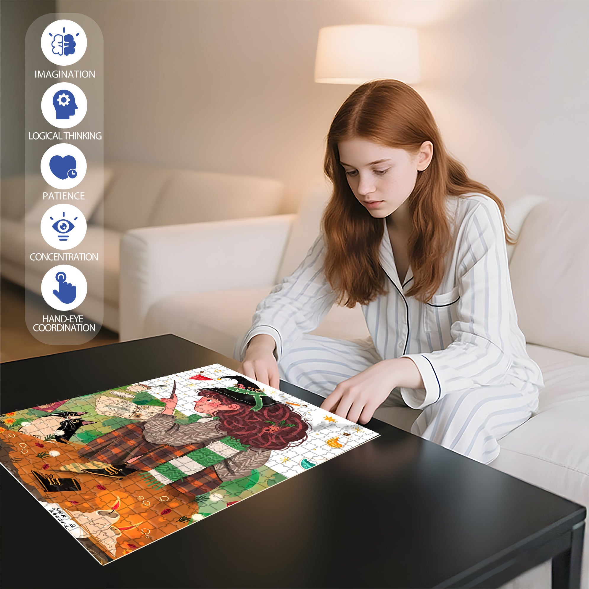 Susanna 500pcs/1000pcs Jigsaw Puzzle, Scratch-Resistant, Interactive Family Game & Brain-Boosting DIY Decor, Perfect for Halloween, Christmas & New Year Gifts, Family Puzzle Game