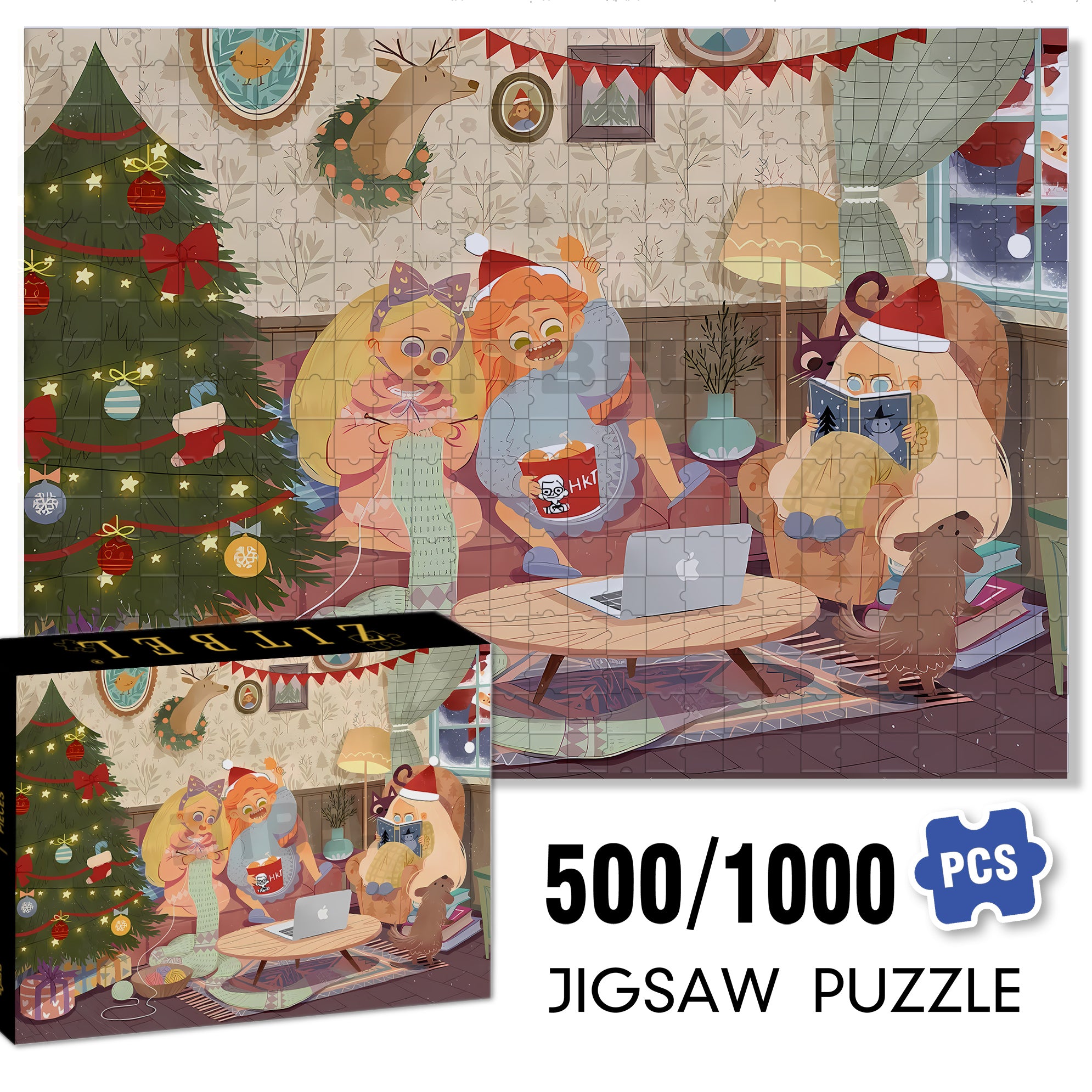 With Family Members 500pcs/1000pcs Jigsaw Puzzle, Scratch-Resistant, Interactive Family Game & Brain-Boosting DIY Decor, Perfect for Halloween, Christmas & New Year Gifts, Family Puzzle Game