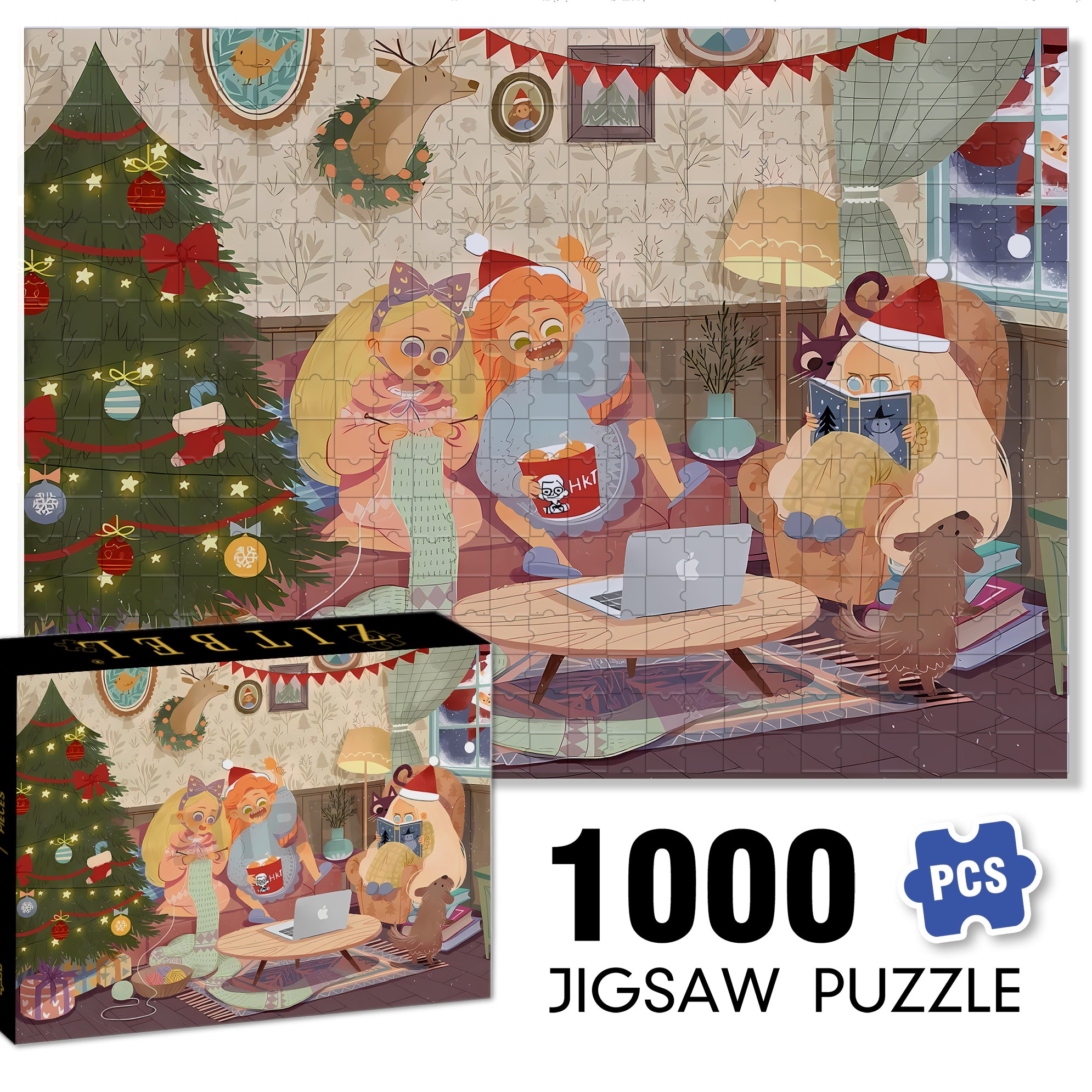 With Family Members 500pcs/1000pcs Jigsaw Puzzle, Scratch-Resistant, Interactive Family Game & Brain-Boosting DIY Decor, Perfect for Halloween, Christmas & New Year Gifts, Family Puzzle Game