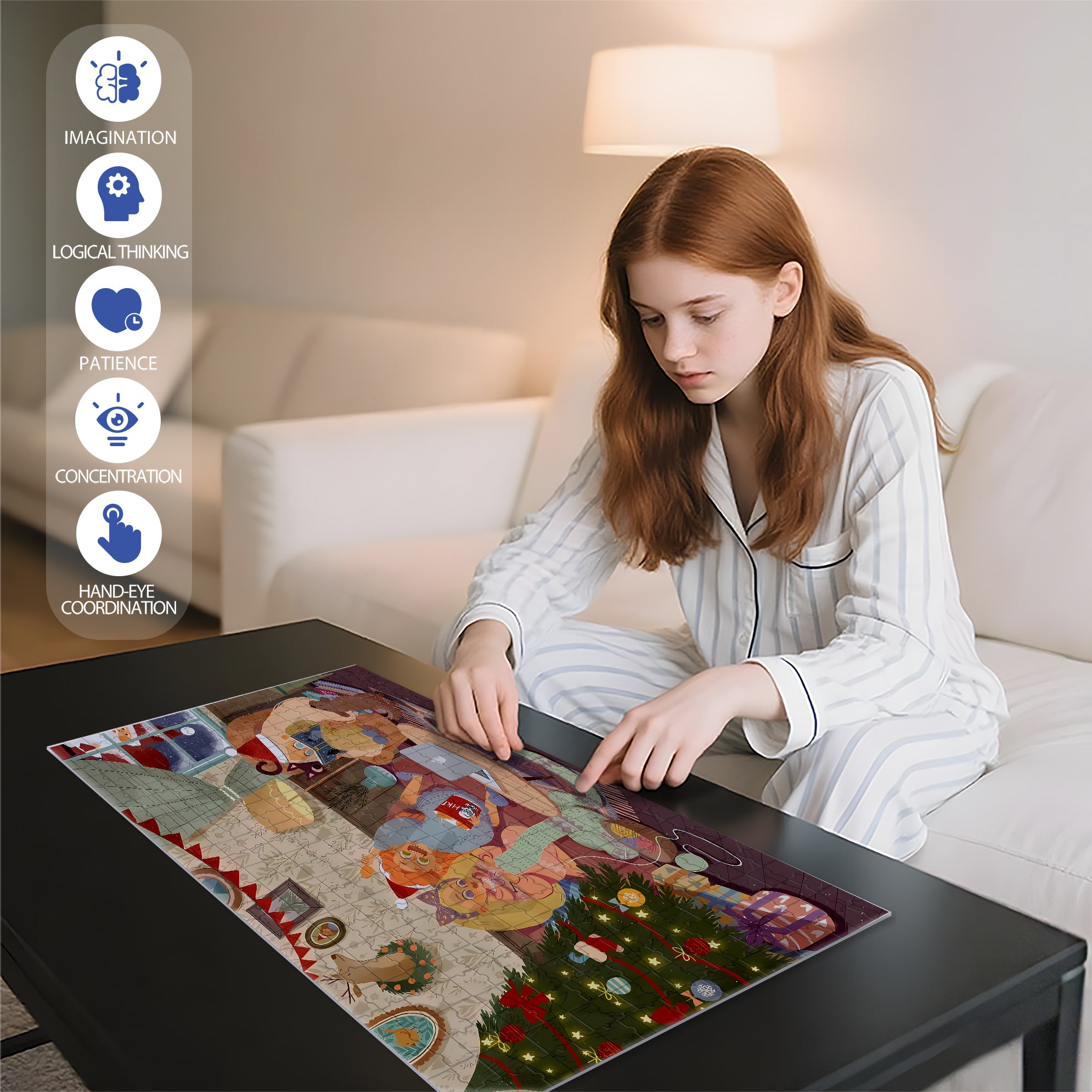 With Family Members 500pcs/1000pcs Jigsaw Puzzle, Scratch-Resistant, Interactive Family Game & Brain-Boosting DIY Decor, Perfect for Halloween, Christmas & New Year Gifts, Family Puzzle Game