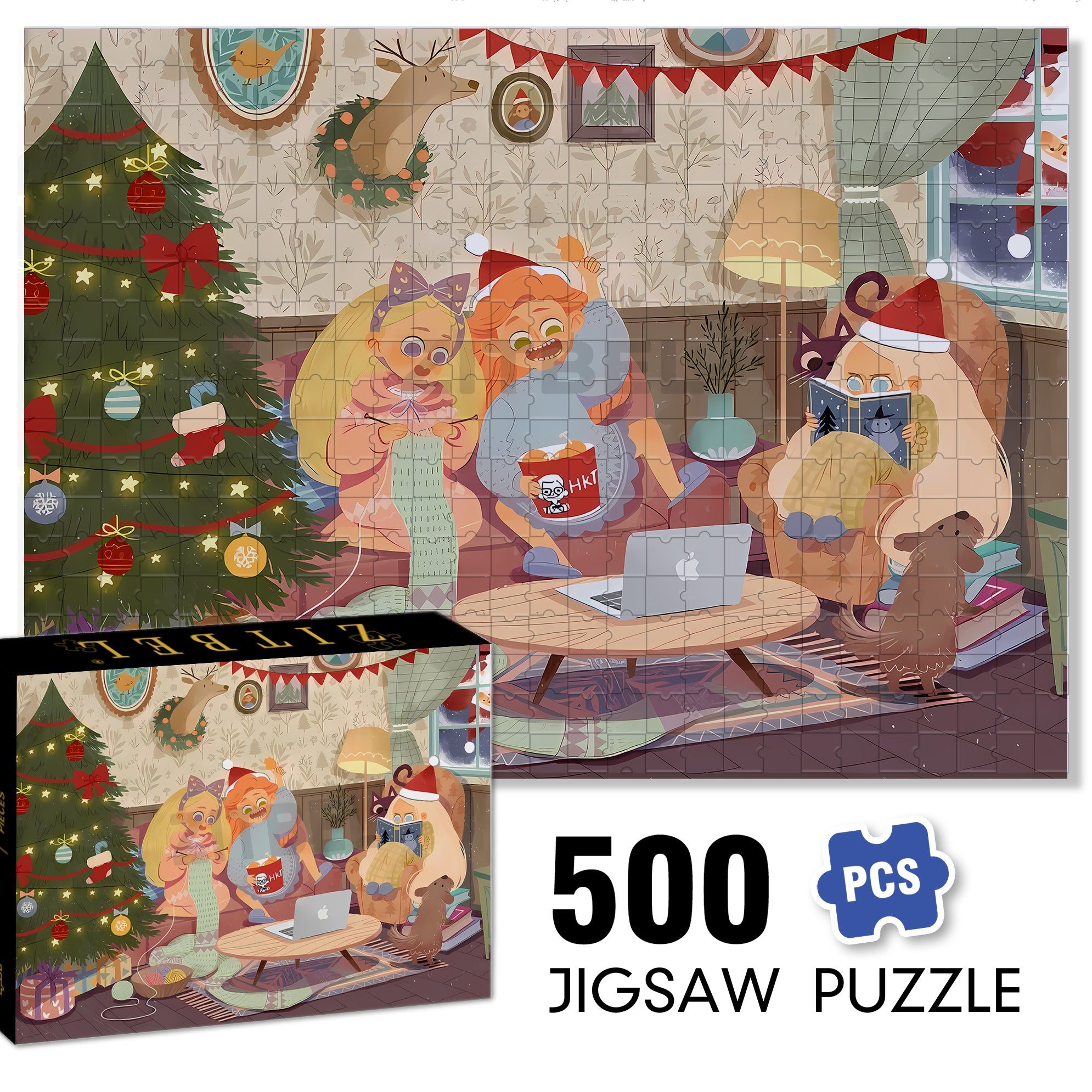 With Family Members 500pcs/1000pcs Jigsaw Puzzle, Scratch-Resistant, Interactive Family Game & Brain-Boosting DIY Decor, Perfect for Halloween, Christmas & New Year Gifts, Family Puzzle Game