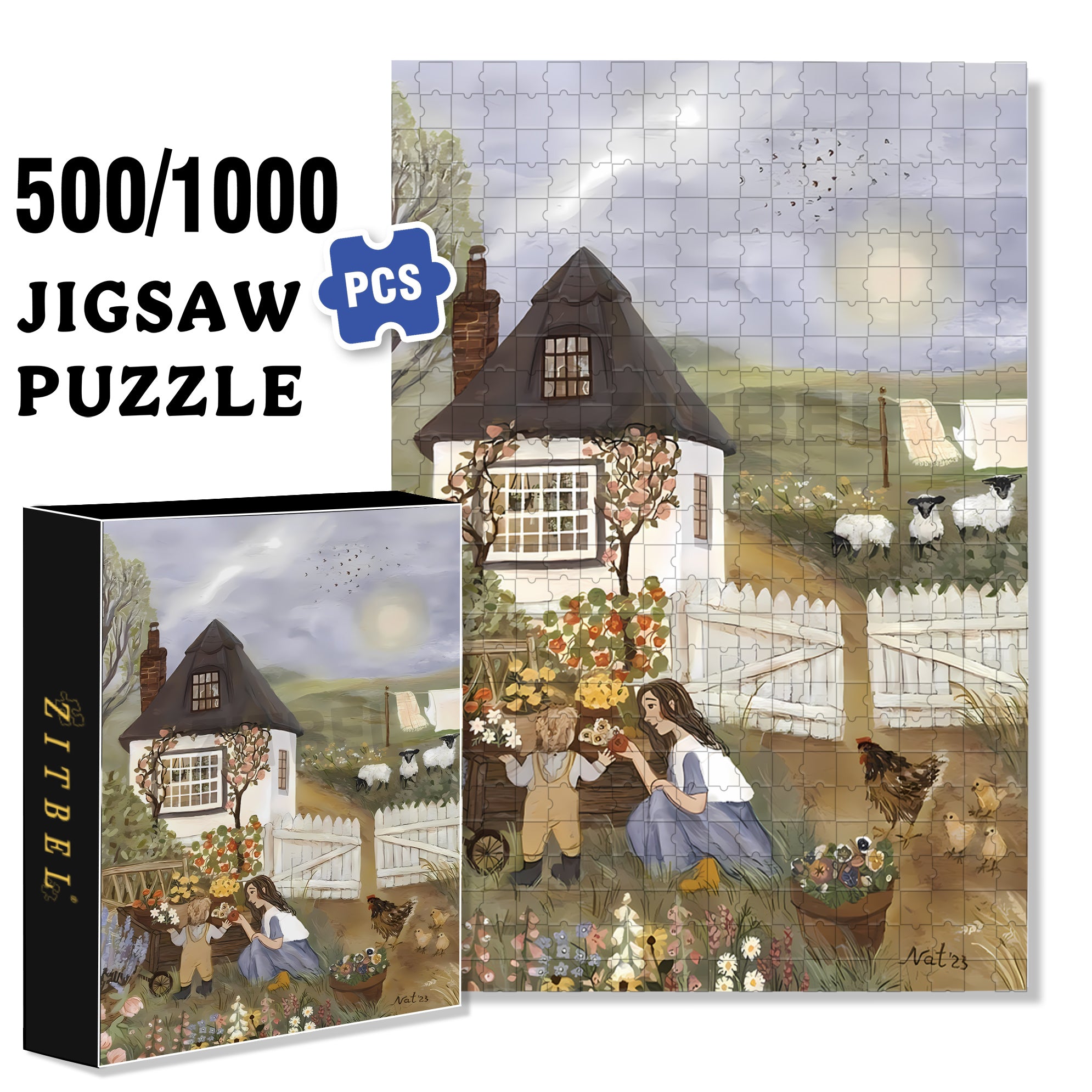 With Mom Together 500pcs/1000pcs Jigsaw Puzzle, Scratch-Resistant, Interactive Family Game & Brain-Boosting DIY Decor, Perfect for Halloween, Christmas & New Year Gifts, Family Puzzle Game