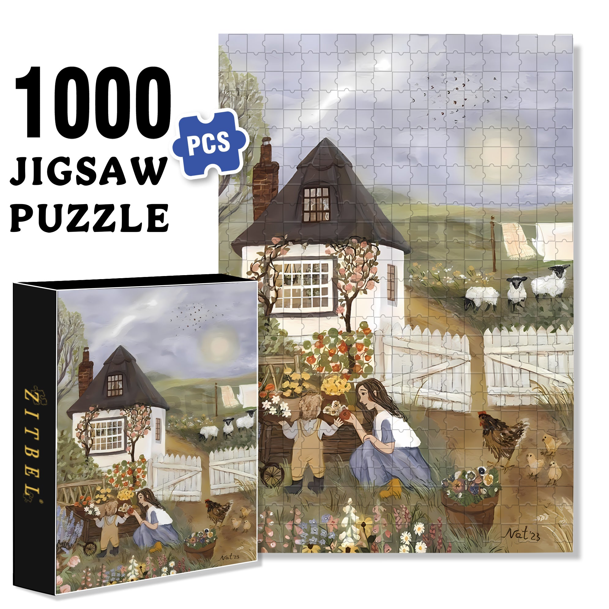 With Mom Together 500pcs/1000pcs Jigsaw Puzzle, Scratch-Resistant, Interactive Family Game & Brain-Boosting DIY Decor, Perfect for Halloween, Christmas & New Year Gifts, Family Puzzle Game