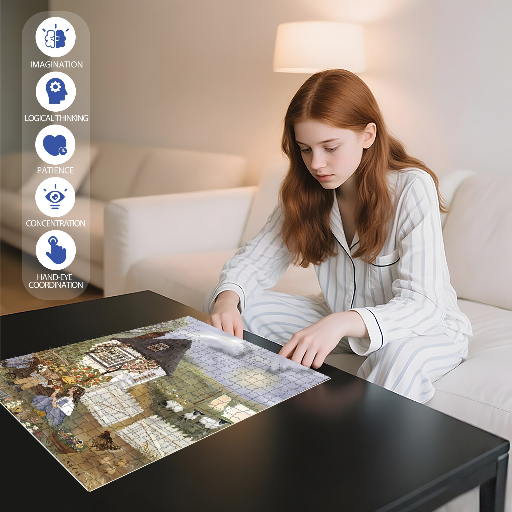 With Mom Together 500pcs/1000pcs Jigsaw Puzzle, Scratch-Resistant, Interactive Family Game & Brain-Boosting DIY Decor, Perfect for Halloween, Christmas & New Year Gifts, Family Puzzle Game
