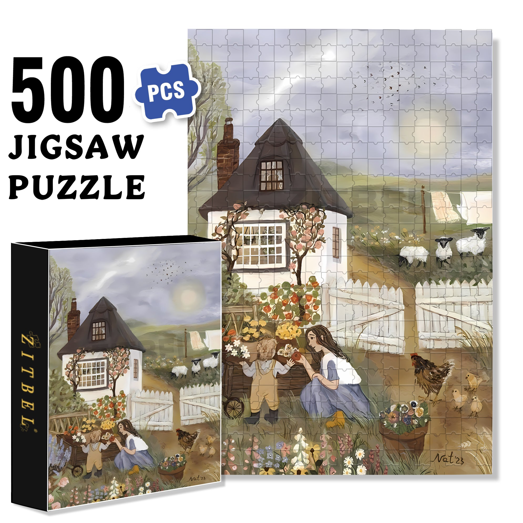 With Mom Together 500pcs/1000pcs Jigsaw Puzzle, Scratch-Resistant, Interactive Family Game & Brain-Boosting DIY Decor, Perfect for Halloween, Christmas & New Year Gifts, Family Puzzle Game