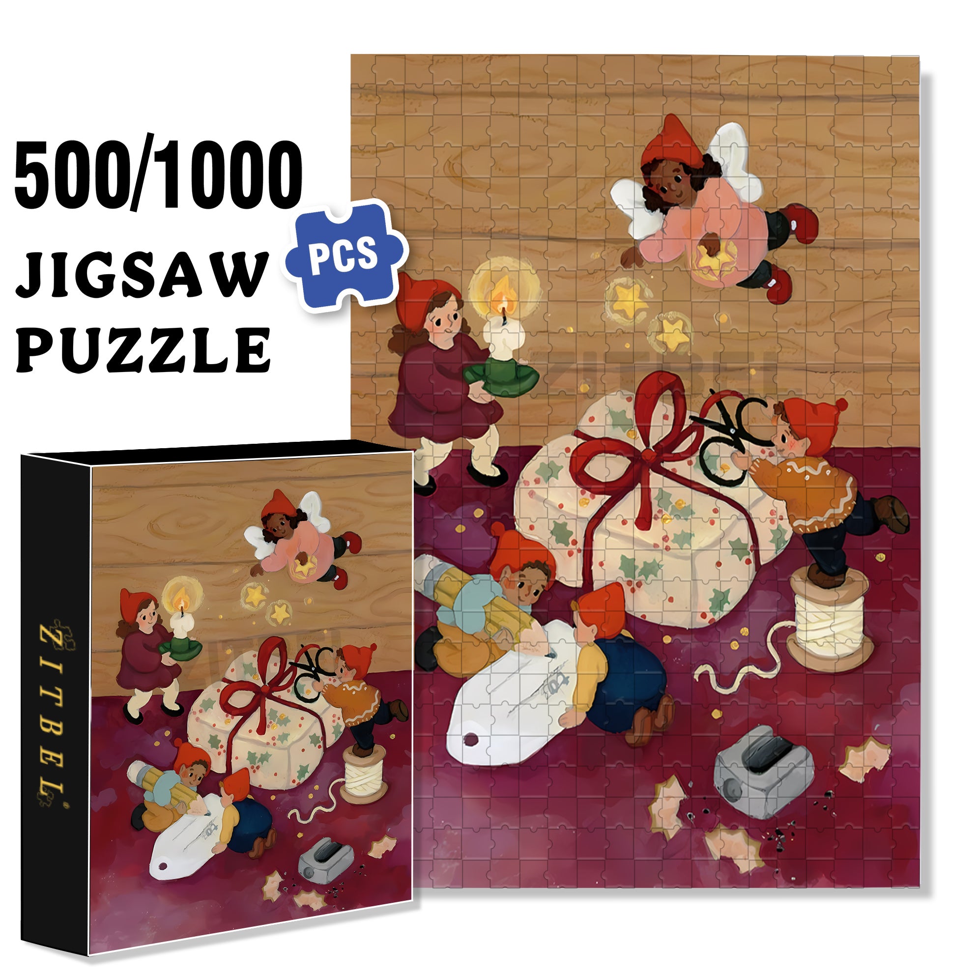 Wrap Gift 500pcs/1000pcs Jigsaw Puzzle, Scratch-Resistant, Interactive Family Game & Brain-Boosting DIY Decor, Perfect for Halloween, Christmas & New Year Gifts, Family Puzzle Game