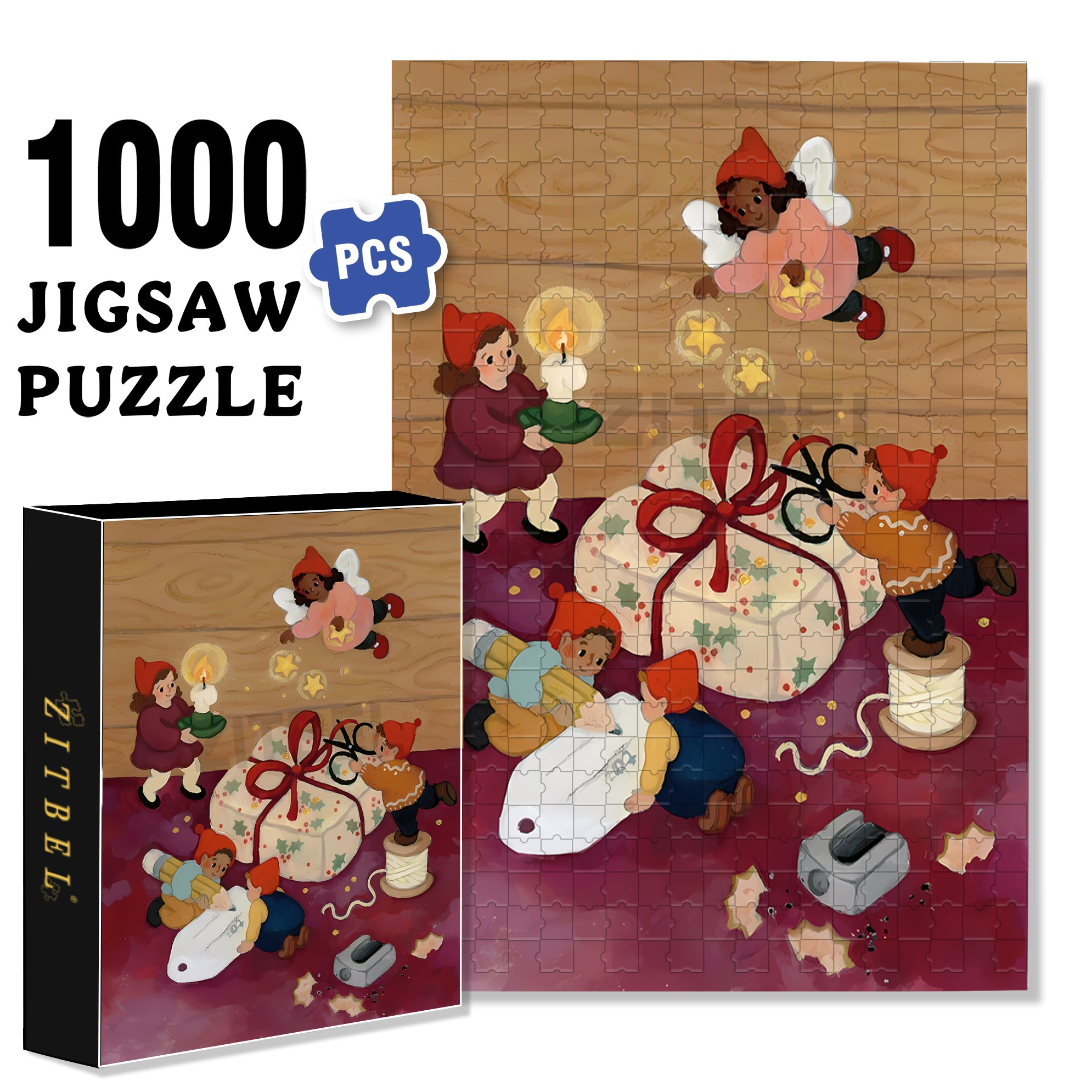 Wrap Gift 500pcs/1000pcs Jigsaw Puzzle, Scratch-Resistant, Interactive Family Game & Brain-Boosting DIY Decor, Perfect for Halloween, Christmas & New Year Gifts, Family Puzzle Game
