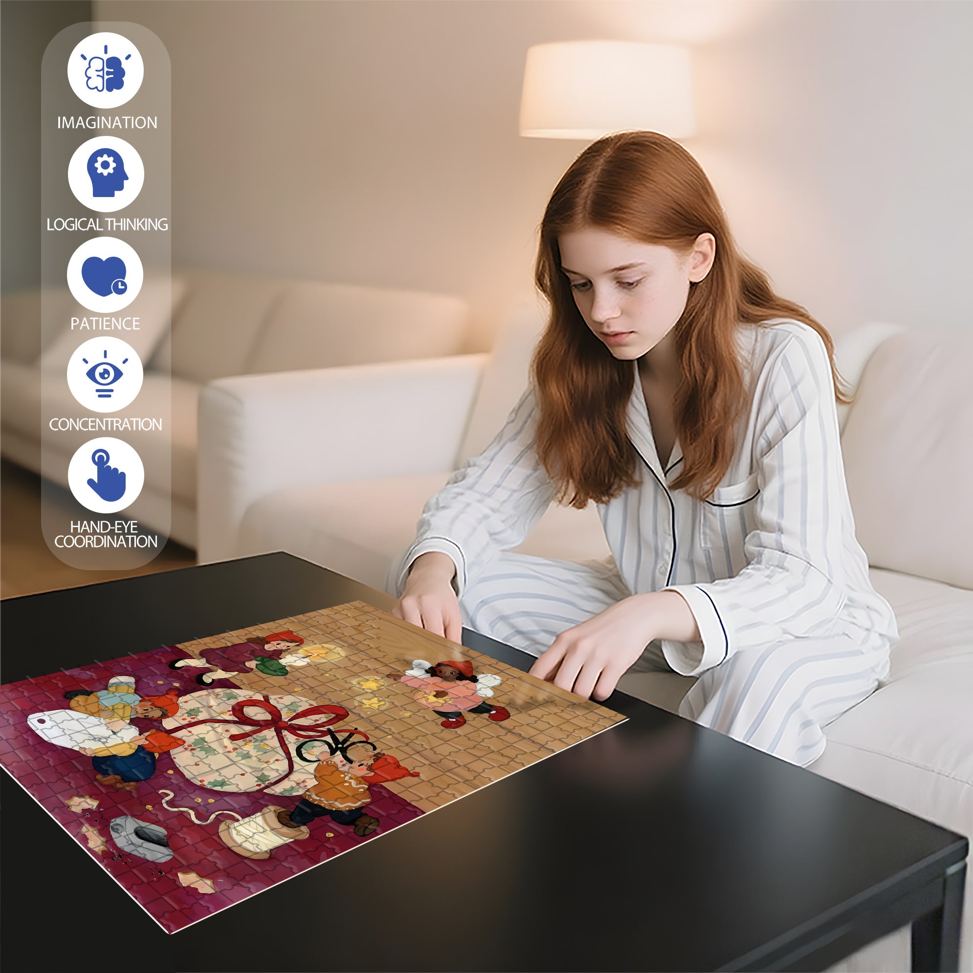 Wrap Gift 500pcs/1000pcs Jigsaw Puzzle, Scratch-Resistant, Interactive Family Game & Brain-Boosting DIY Decor, Perfect for Halloween, Christmas & New Year Gifts, Family Puzzle Game