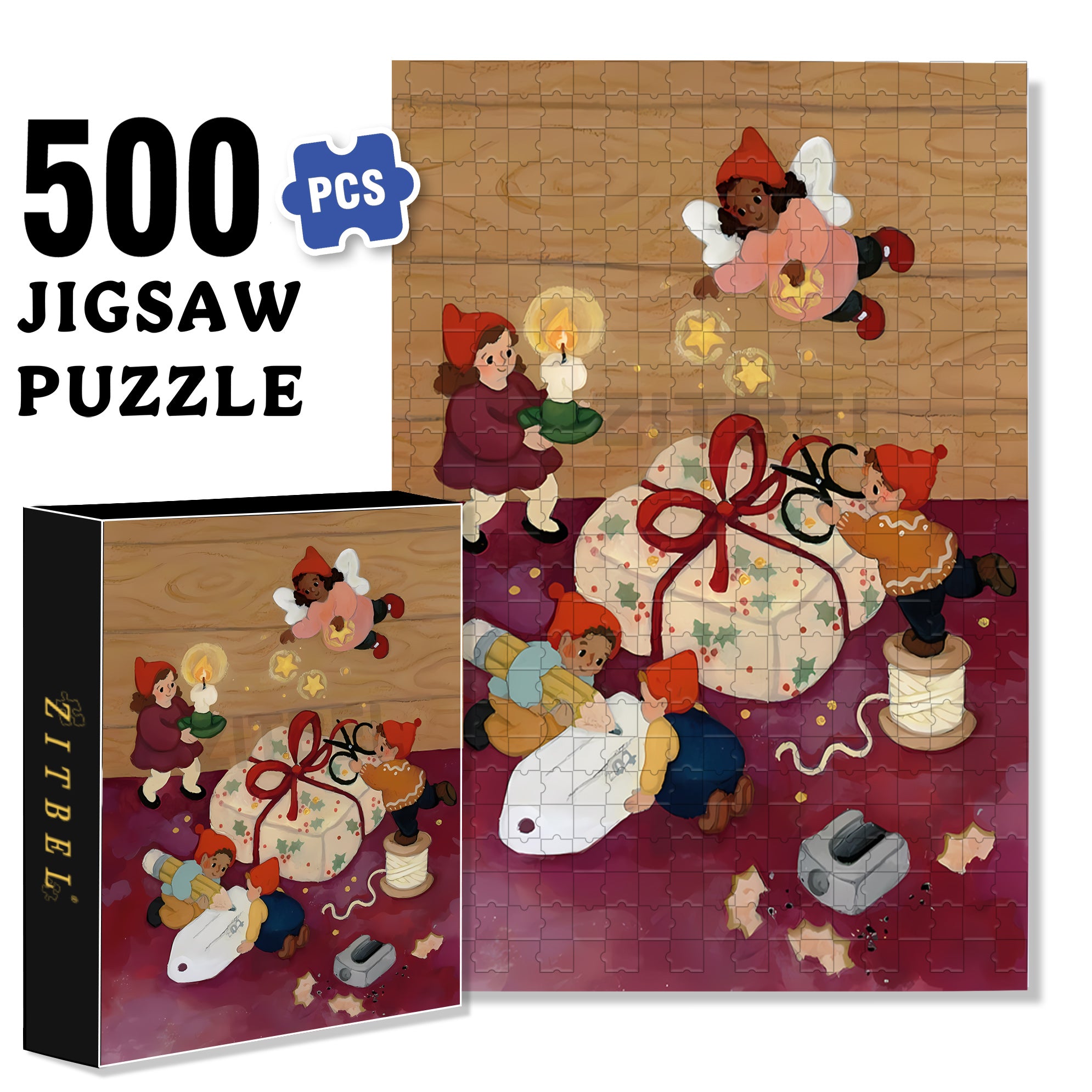 Wrap Gift 500pcs/1000pcs Jigsaw Puzzle, Scratch-Resistant, Interactive Family Game & Brain-Boosting DIY Decor, Perfect for Halloween, Christmas & New Year Gifts, Family Puzzle Game