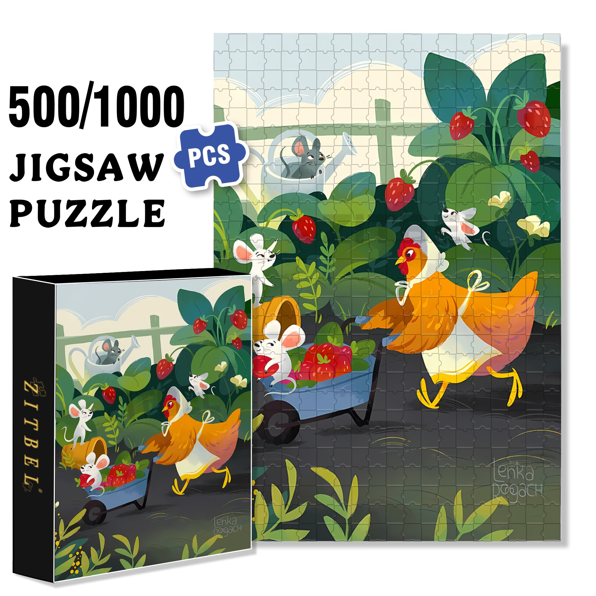 Animal Gardeners 500pcs/1000pcs Jigsaw Puzzle, Scratch-Resistant, Interactive Family Game & Brain-Boosting DIY Decor, Perfect for Halloween, Christmas & New Year Gifts, Family Puzzle Game