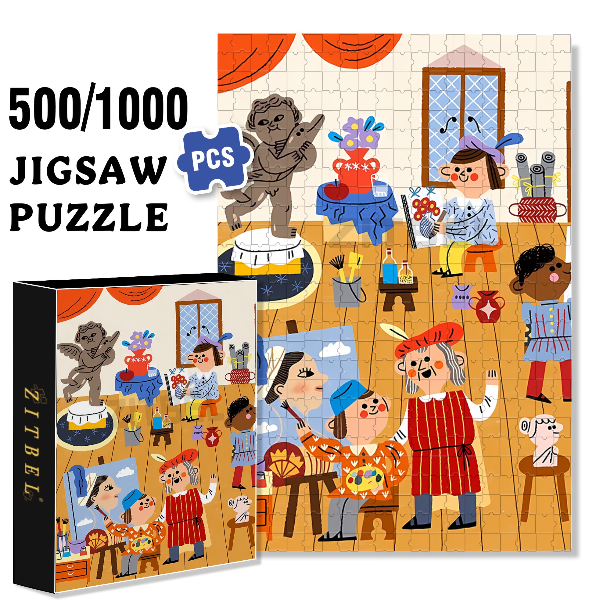 Art Curriculum 500pcs/1000pcs Jigsaw Puzzle, Scratch-Resistant, Interactive Family Game & Brain-Boosting DIY Decor, Perfect for Halloween, Christmas & New Year Gifts, Family Puzzle Game