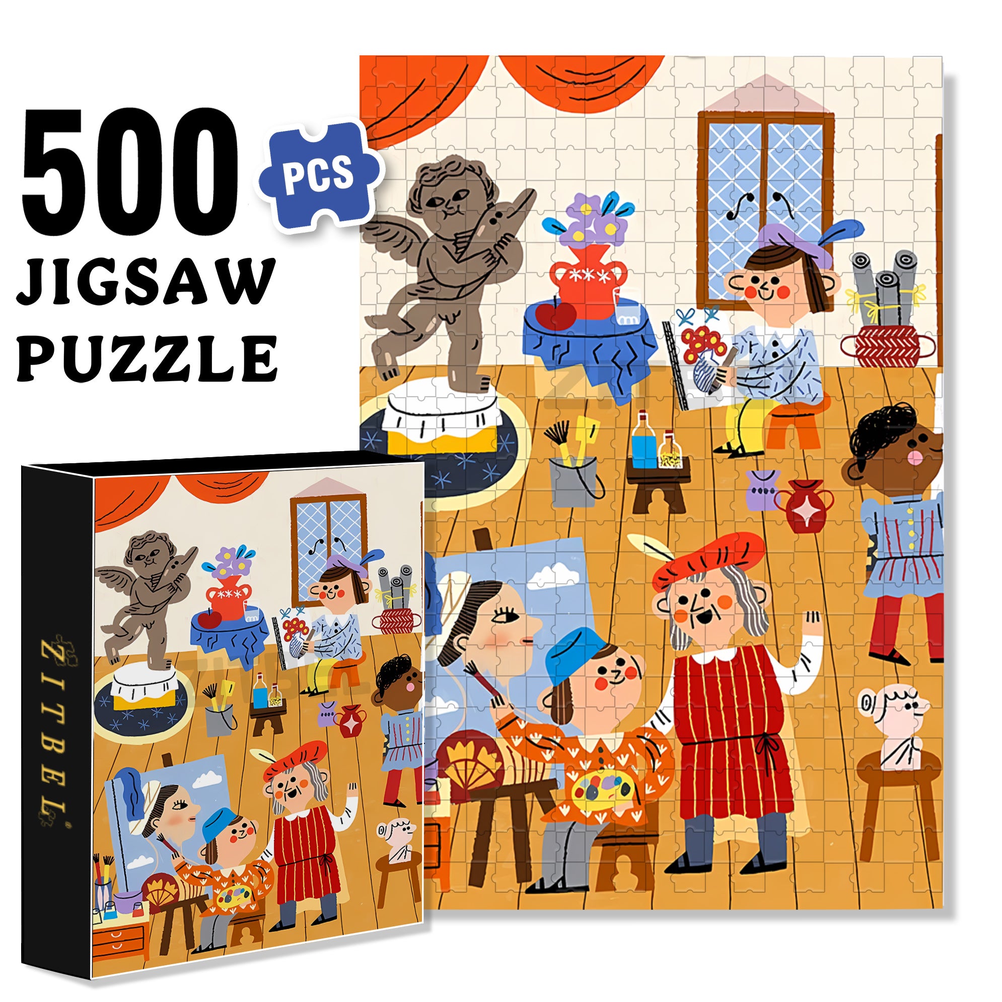 Art Curriculum 500pcs/1000pcs Jigsaw Puzzle, Scratch-Resistant, Interactive Family Game & Brain-Boosting DIY Decor, Perfect for Halloween, Christmas & New Year Gifts, Family Puzzle Game