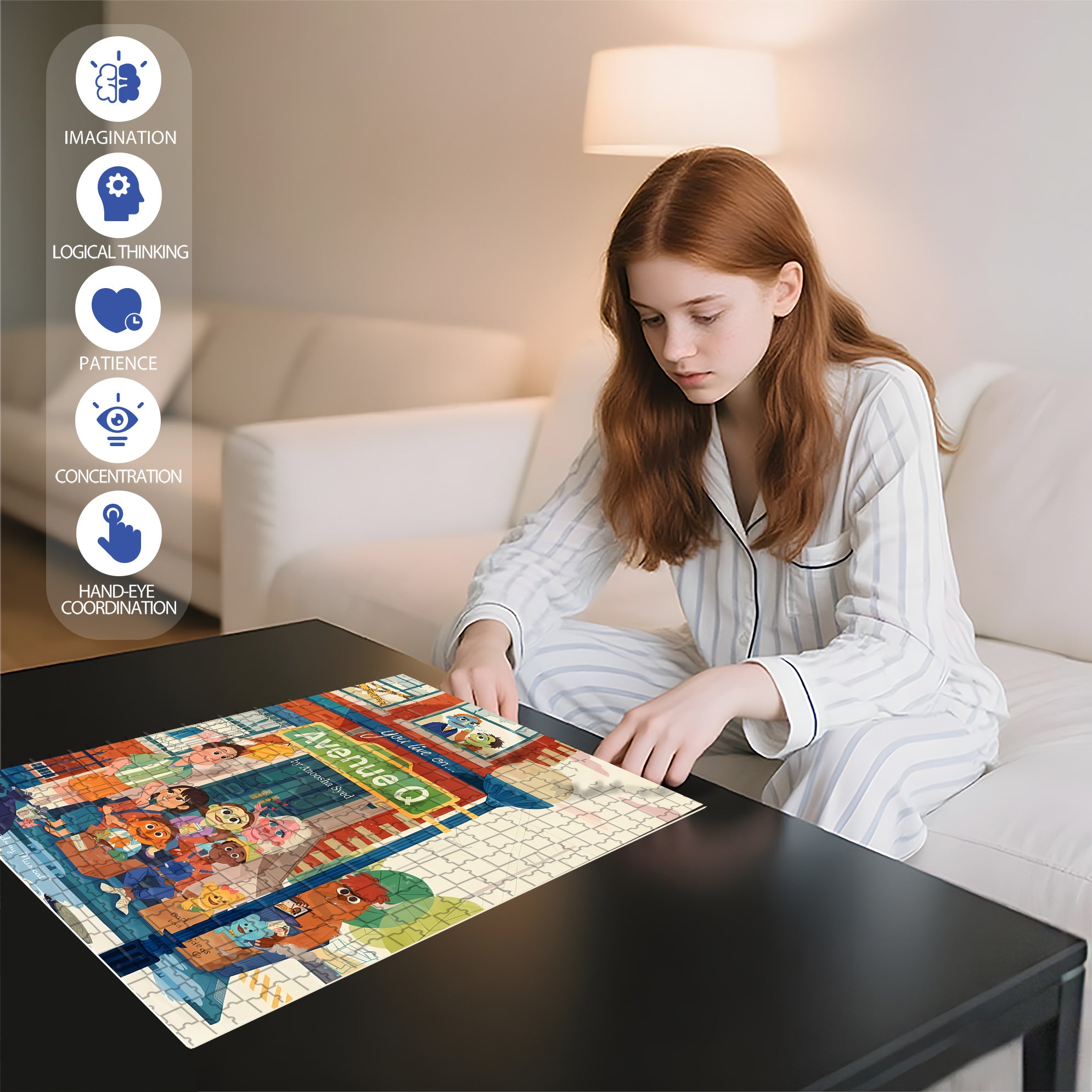 Avenue Q 500pcs/1000pcs Jigsaw Puzzle, Scratch-Resistant, Interactive Family Game & Brain-Boosting DIY Decor, Perfect for Halloween, Christmas & New Year Gifts, Family Puzzle Game