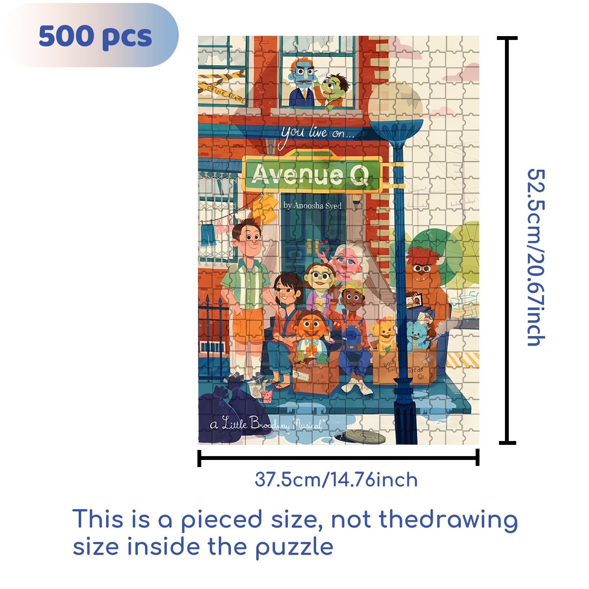 Avenue Q 500pcs/1000pcs Jigsaw Puzzle, Scratch-Resistant, Interactive Family Game & Brain-Boosting DIY Decor, Perfect for Halloween, Christmas & New Year Gifts, Family Puzzle Game