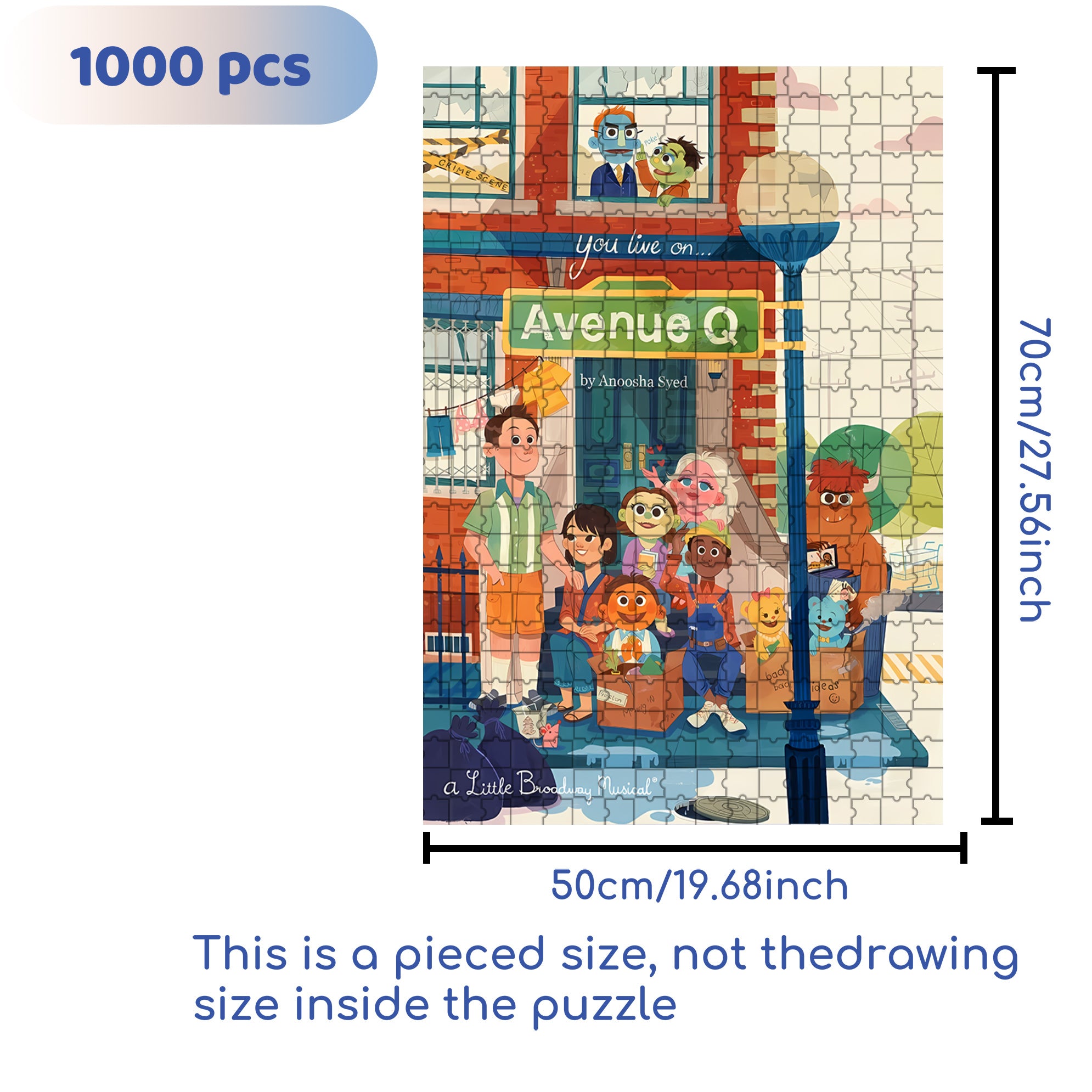 Avenue Q 500pcs/1000pcs Jigsaw Puzzle, Scratch-Resistant, Interactive Family Game & Brain-Boosting DIY Decor, Perfect for Halloween, Christmas & New Year Gifts, Family Puzzle Game