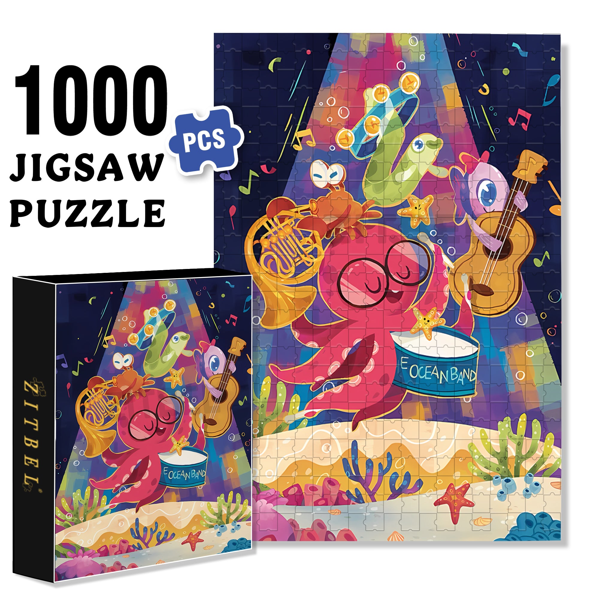 Band 500pcs/1000pcs Jigsaw Puzzle, Scratch-Resistant, Interactive Family Game & Brain-Boosting DIY Decor, Perfect for Halloween, Christmas & New Year Gifts, Family Puzzle Game