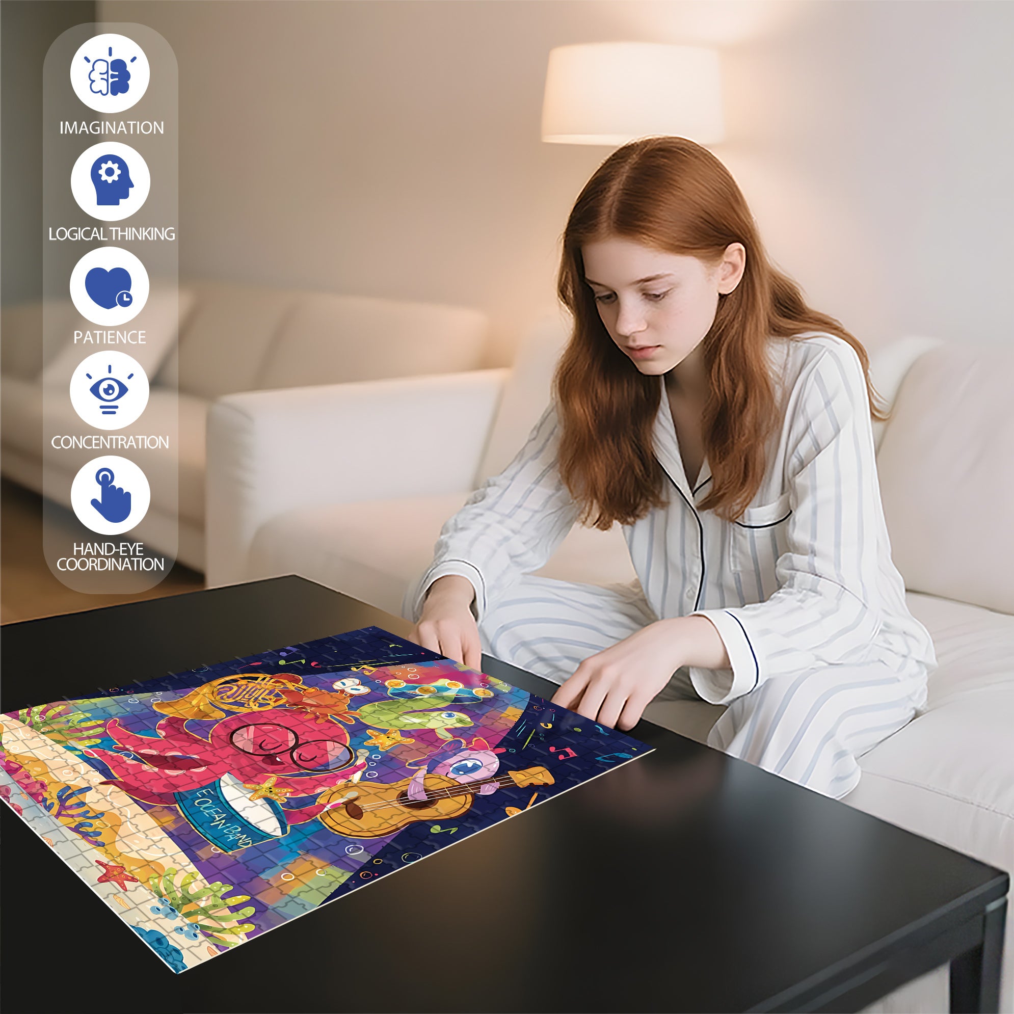 Band 500pcs/1000pcs Jigsaw Puzzle, Scratch-Resistant, Interactive Family Game & Brain-Boosting DIY Decor, Perfect for Halloween, Christmas & New Year Gifts, Family Puzzle Game