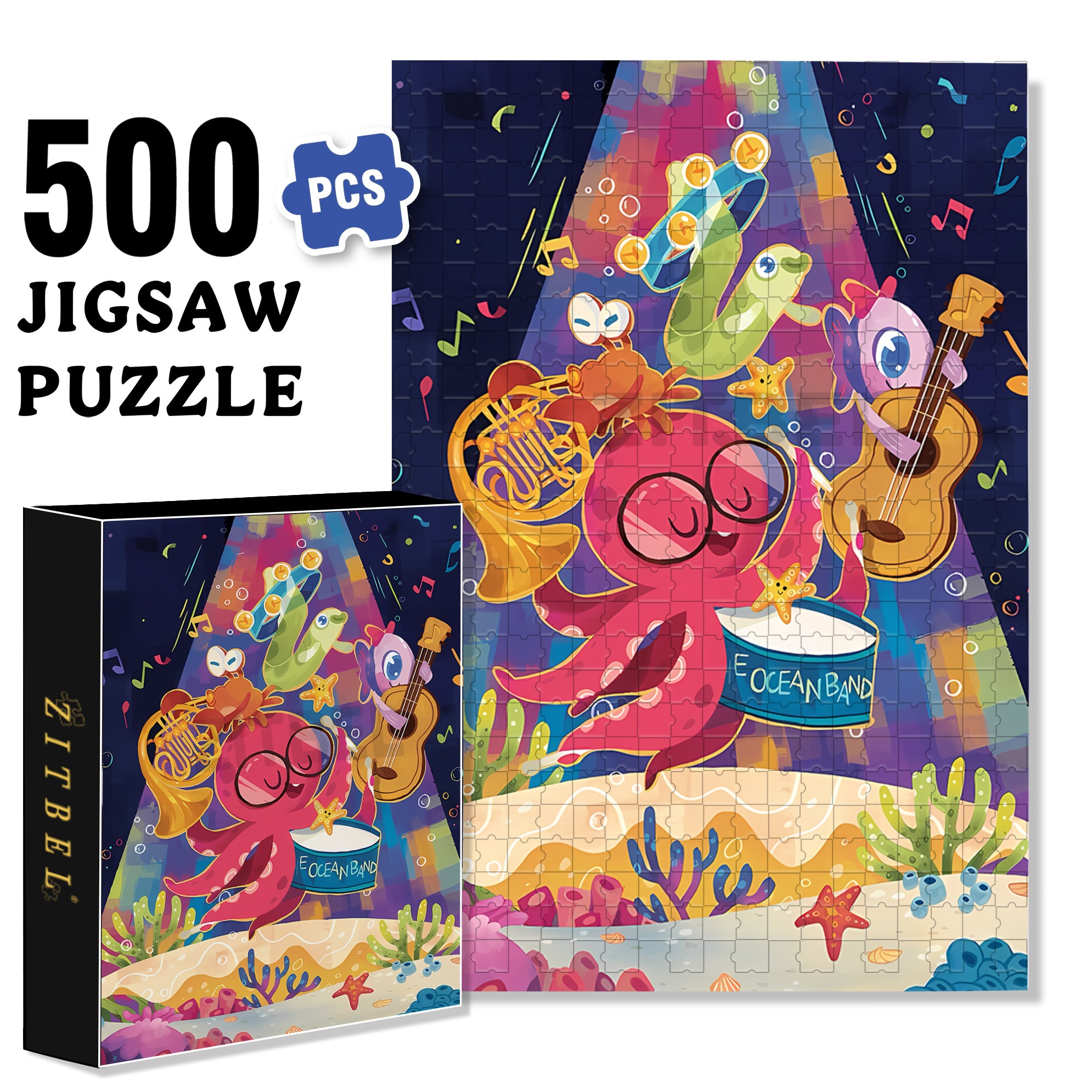 Band 500pcs/1000pcs Jigsaw Puzzle, Scratch-Resistant, Interactive Family Game & Brain-Boosting DIY Decor, Perfect for Halloween, Christmas & New Year Gifts, Family Puzzle Game